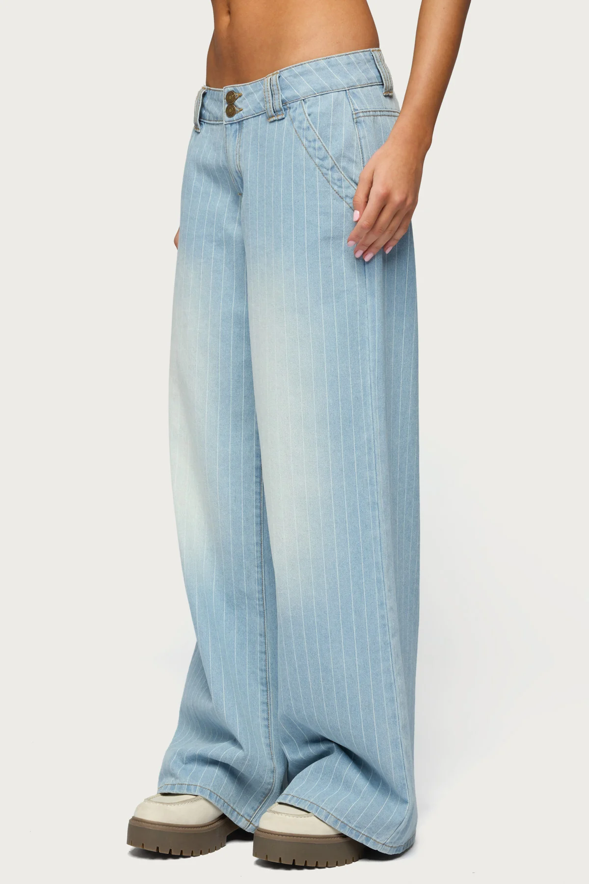 Cory Striped Low Rise Baggy Jeans - Image 3