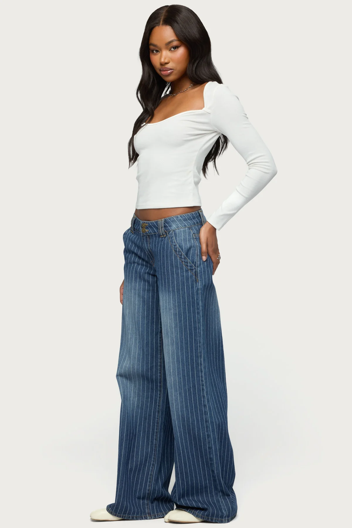 Tall Cory Striped Low Rise Baggy Jeans - Image 5