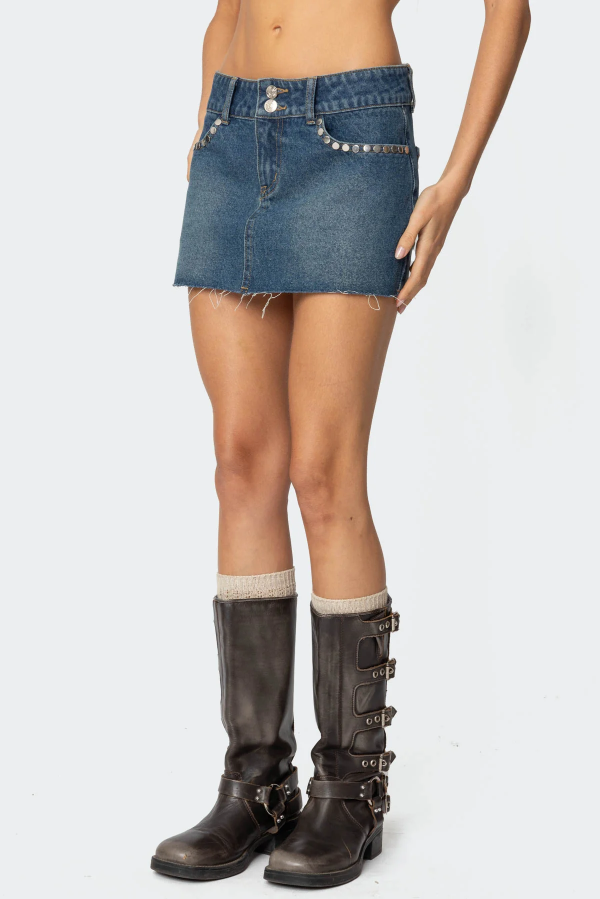 Tess Studded Denim Mini Skirt - Image 5