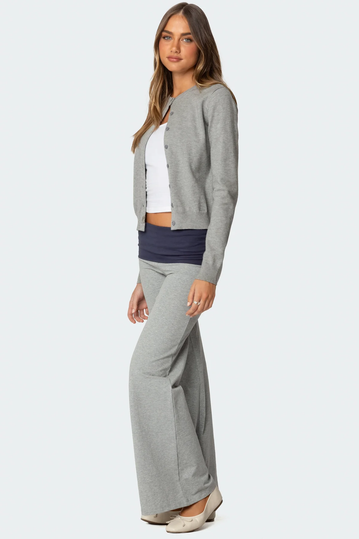 Wide Leg Contrast Foldover Pants - Image 4