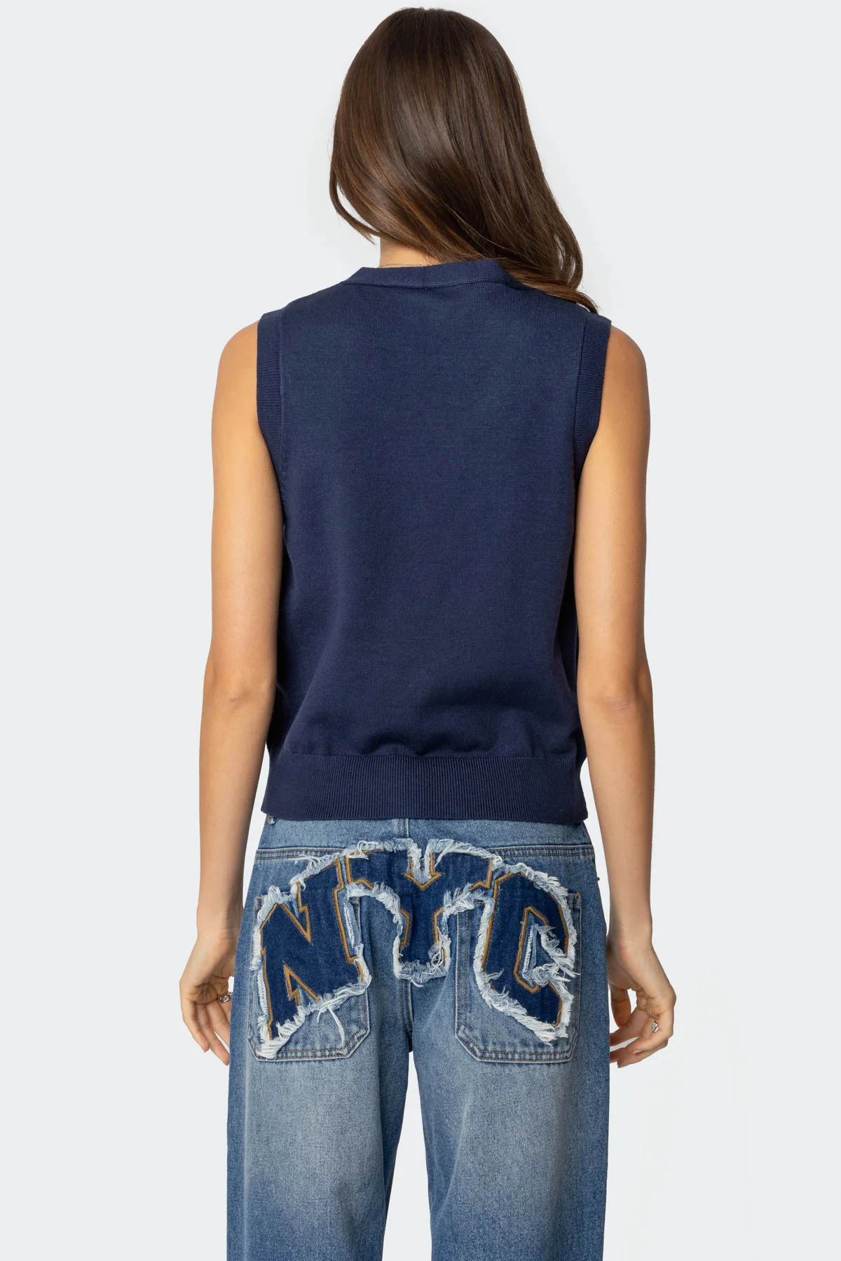 Cam Button Up Knit Vest Top - Image 5