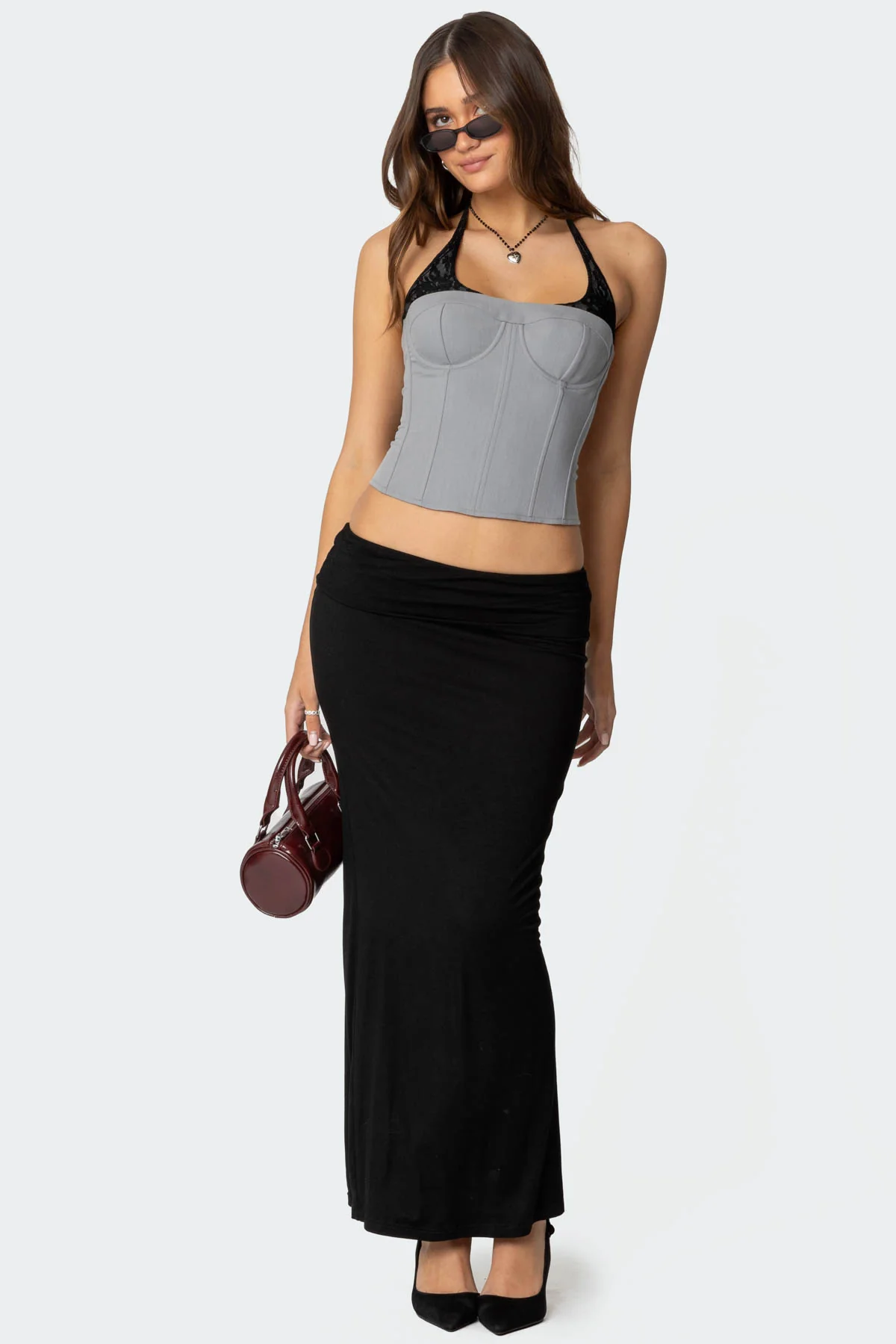 Jara Layered Lace Halter Corset - Image 2