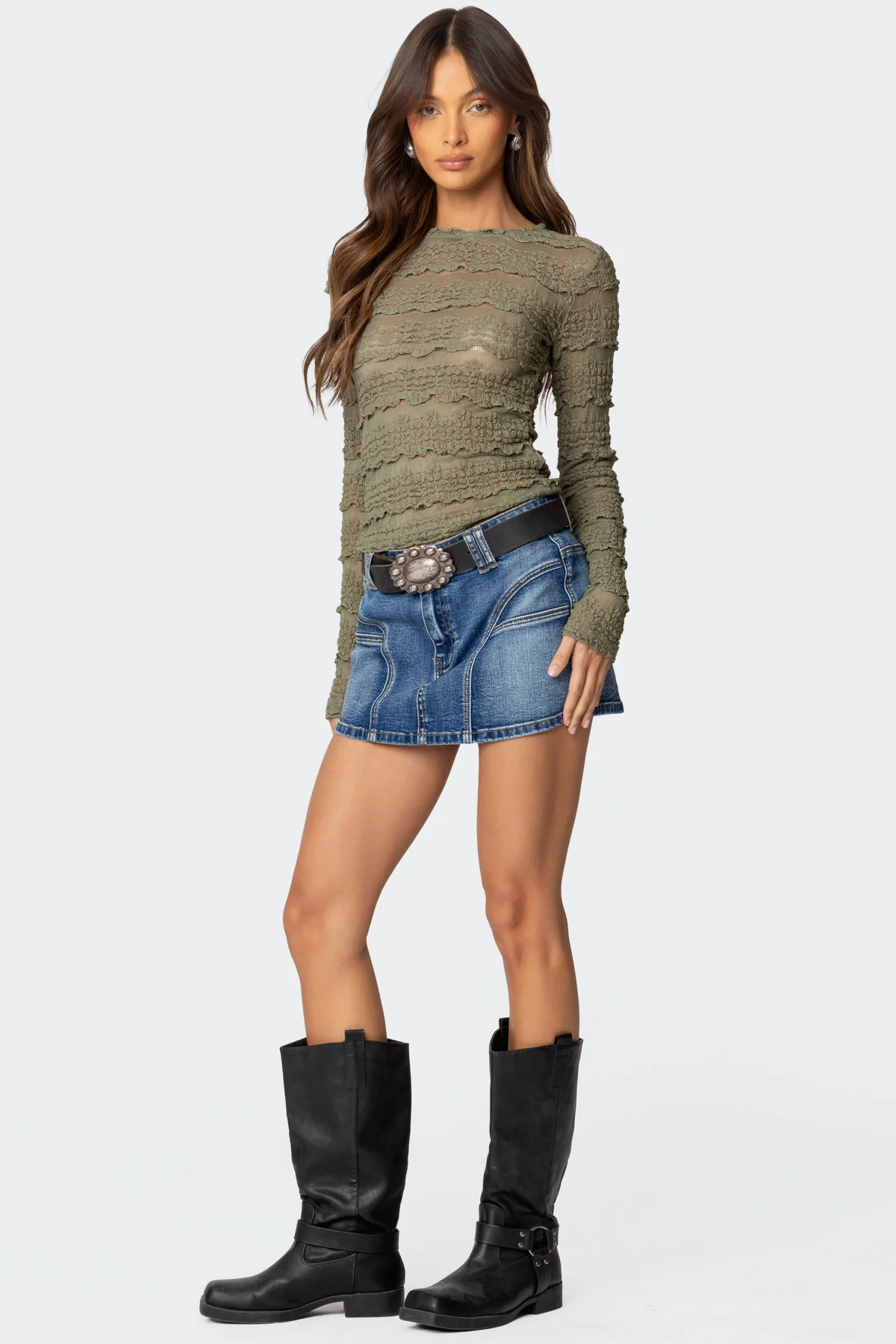 Jive Washed Denim Mini Skirt - Image 3