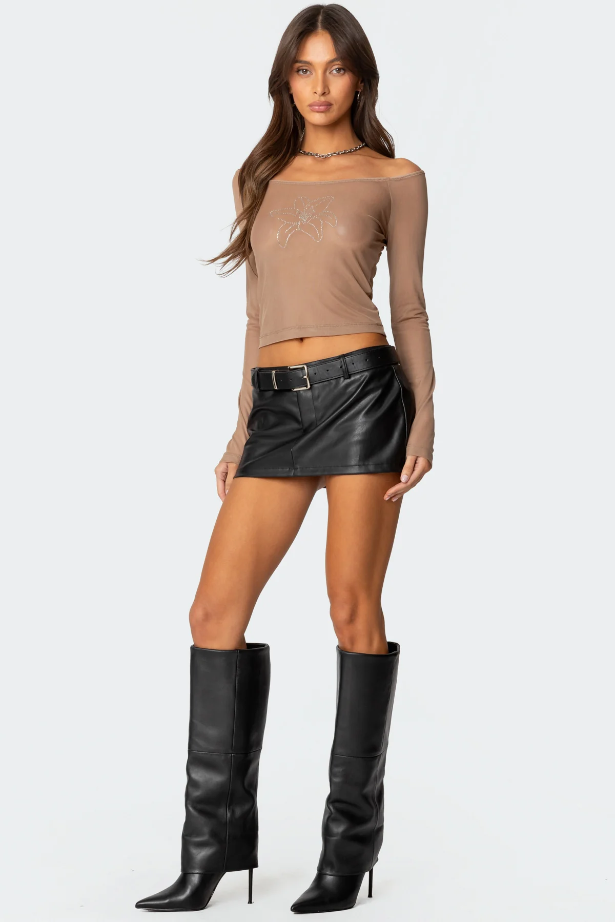 Lilyan Rhinestone Sheer Mesh Top - Image 4