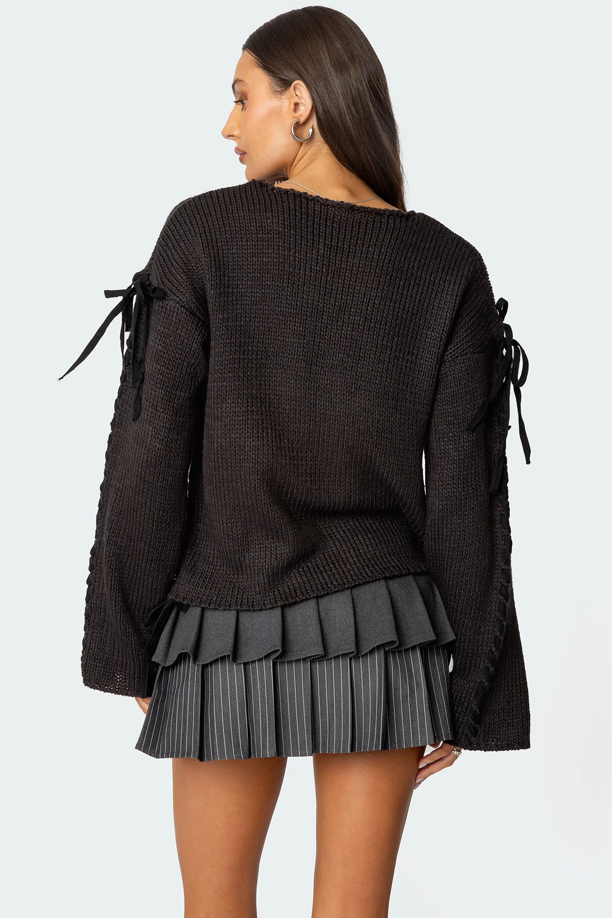 Amelia Lace Up Sleeve Sweater - Image 5