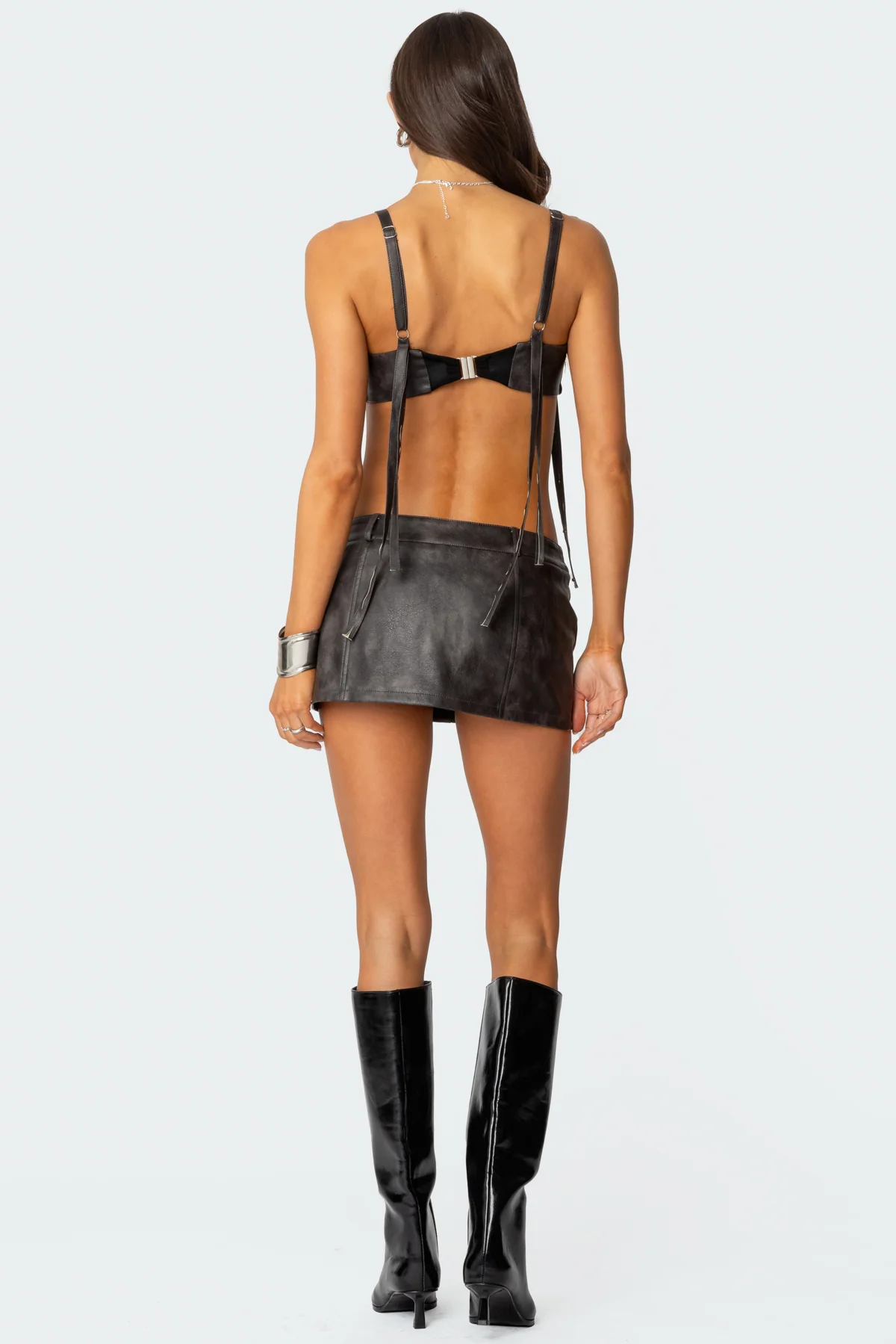 Sadaf Faux Leather Bra Top - Image 5