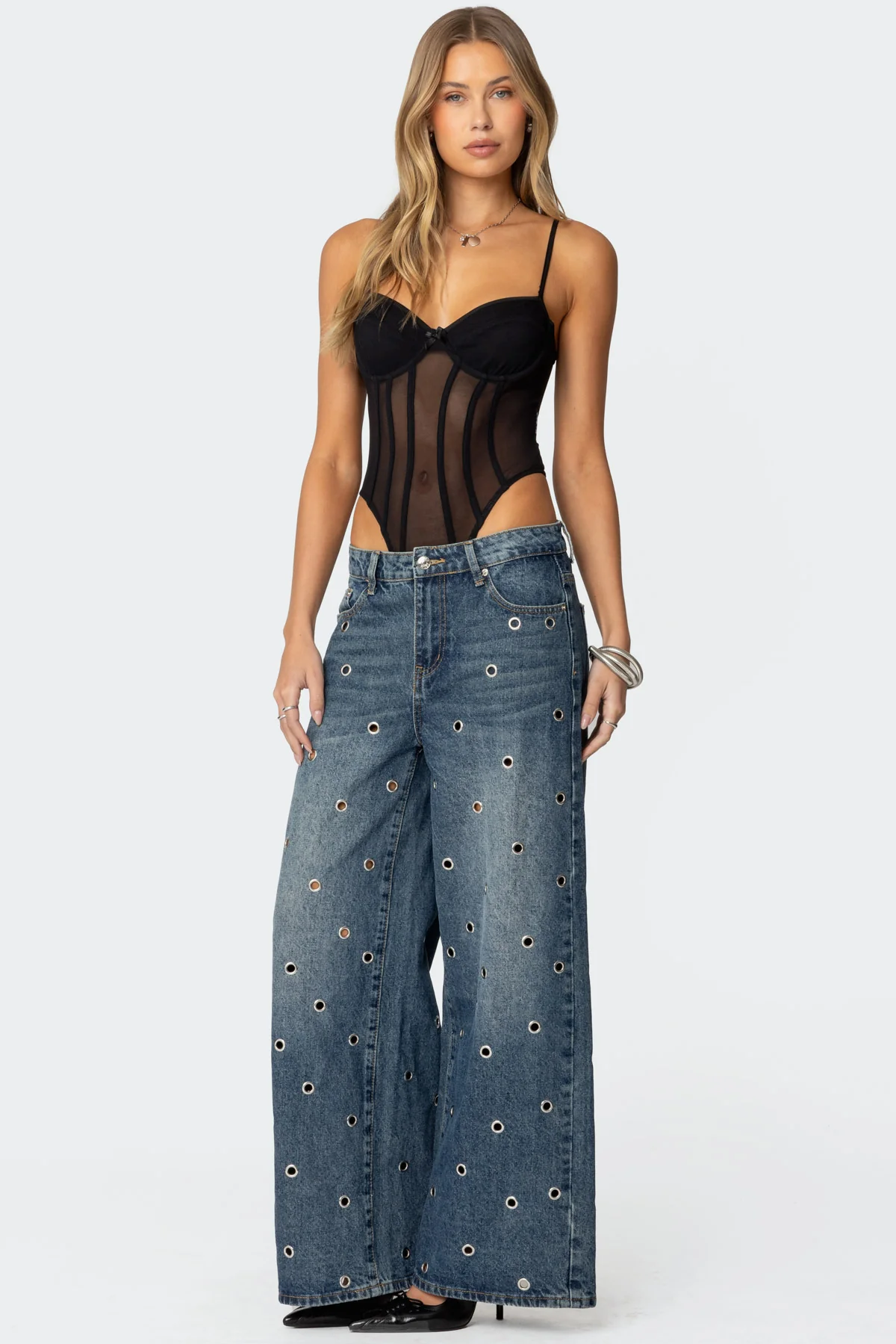 Jainie Grommet Low Rise Baggy Jeans - Image 3