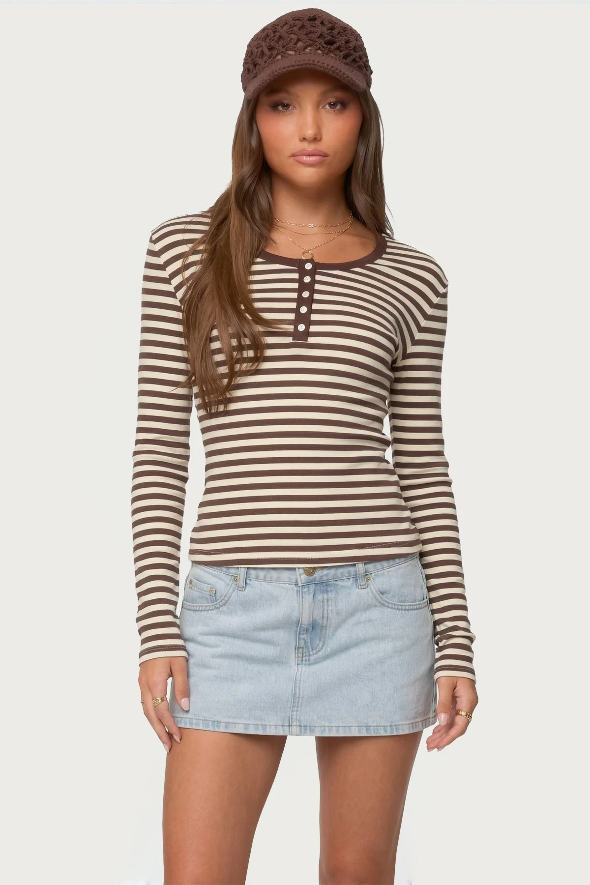 Roma Striped Henley Top - Image 4