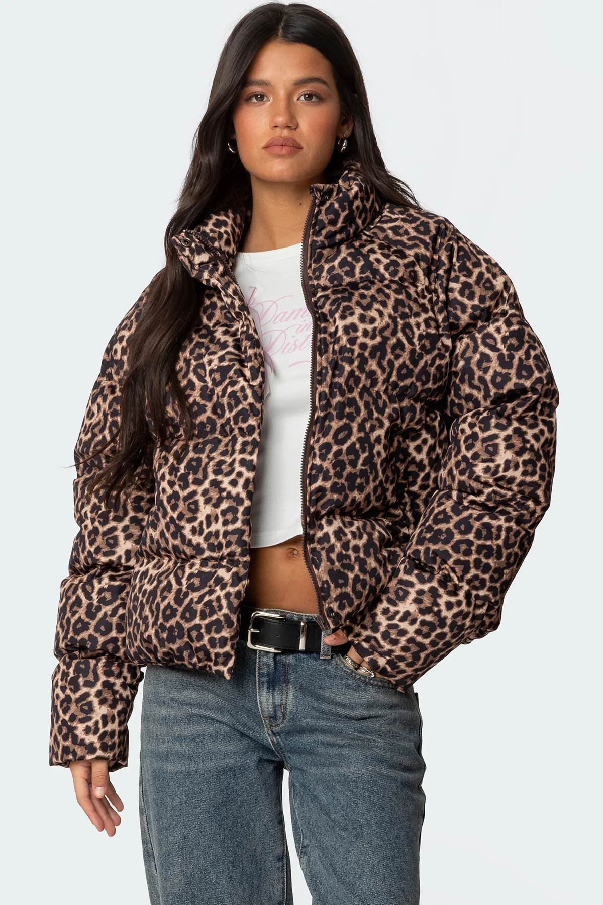 Dalya Leopard Printed Puffer Jacket - Image 2