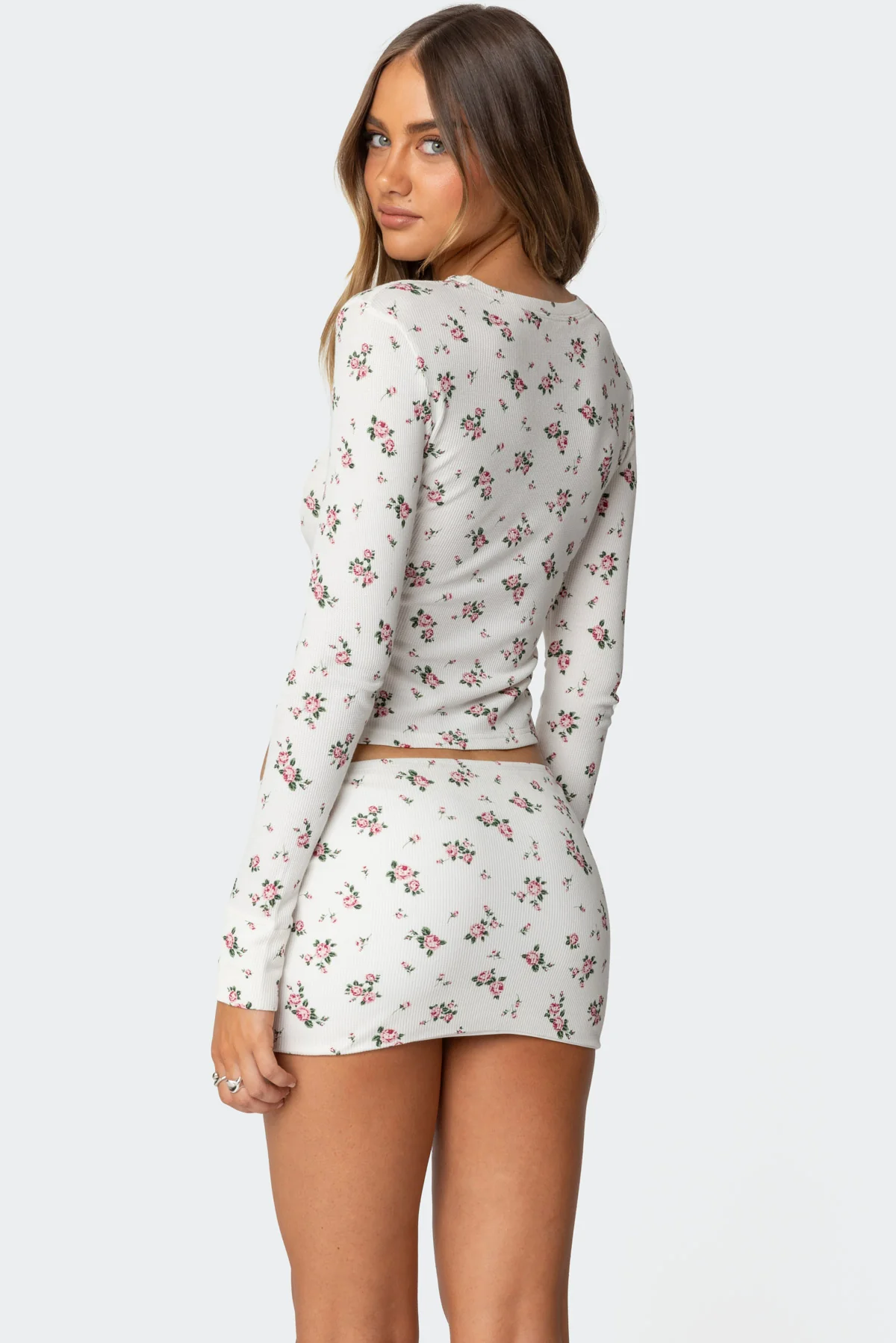 Melany Floral Waffle T Shirt - Image 5