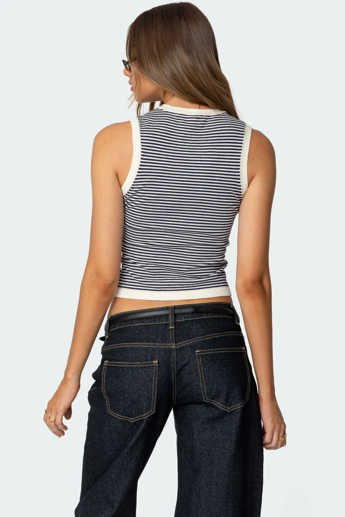 Everson Striped Button Up Knit Top - Image 5