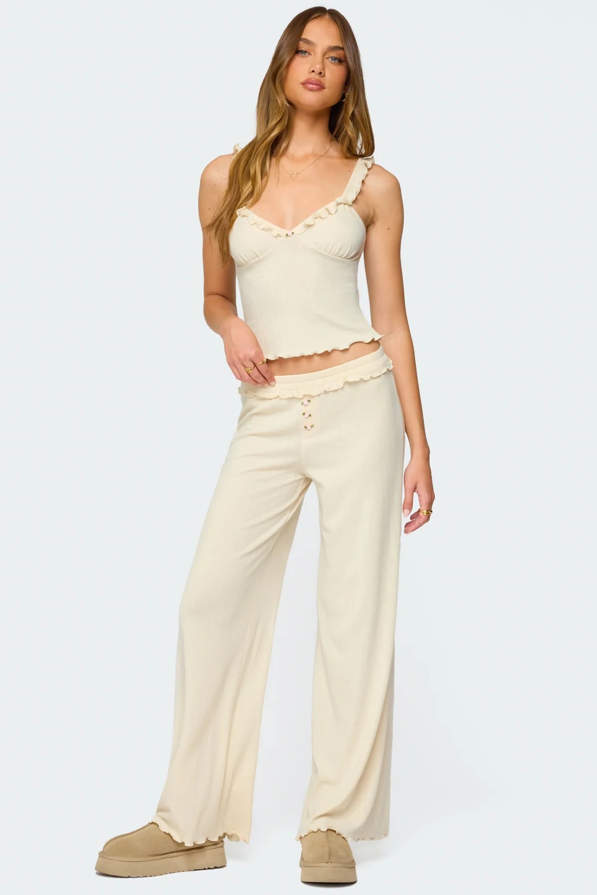 Posy Ruffle Pointelle Tank Top - Image 3