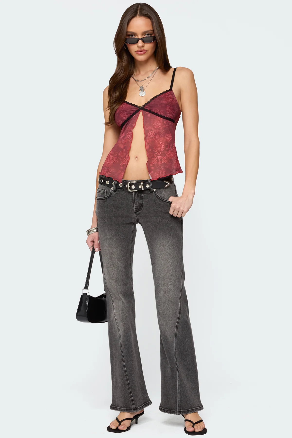 Printed Mesh Split Front Top - Image 2