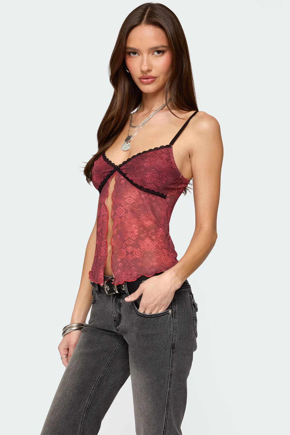 Printed Mesh Split Front Top - Image 3