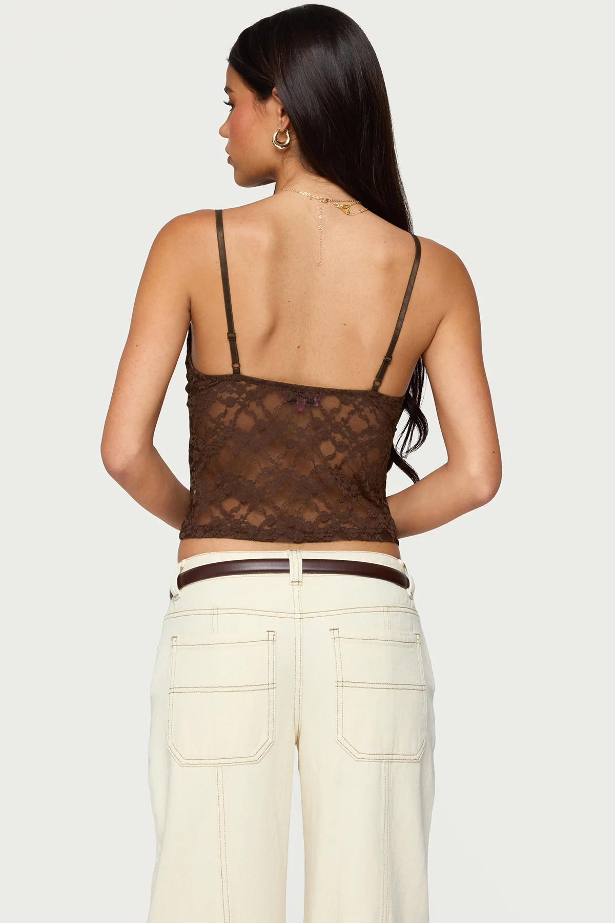 Sheer Lace Cutout Tank Top - Image 5