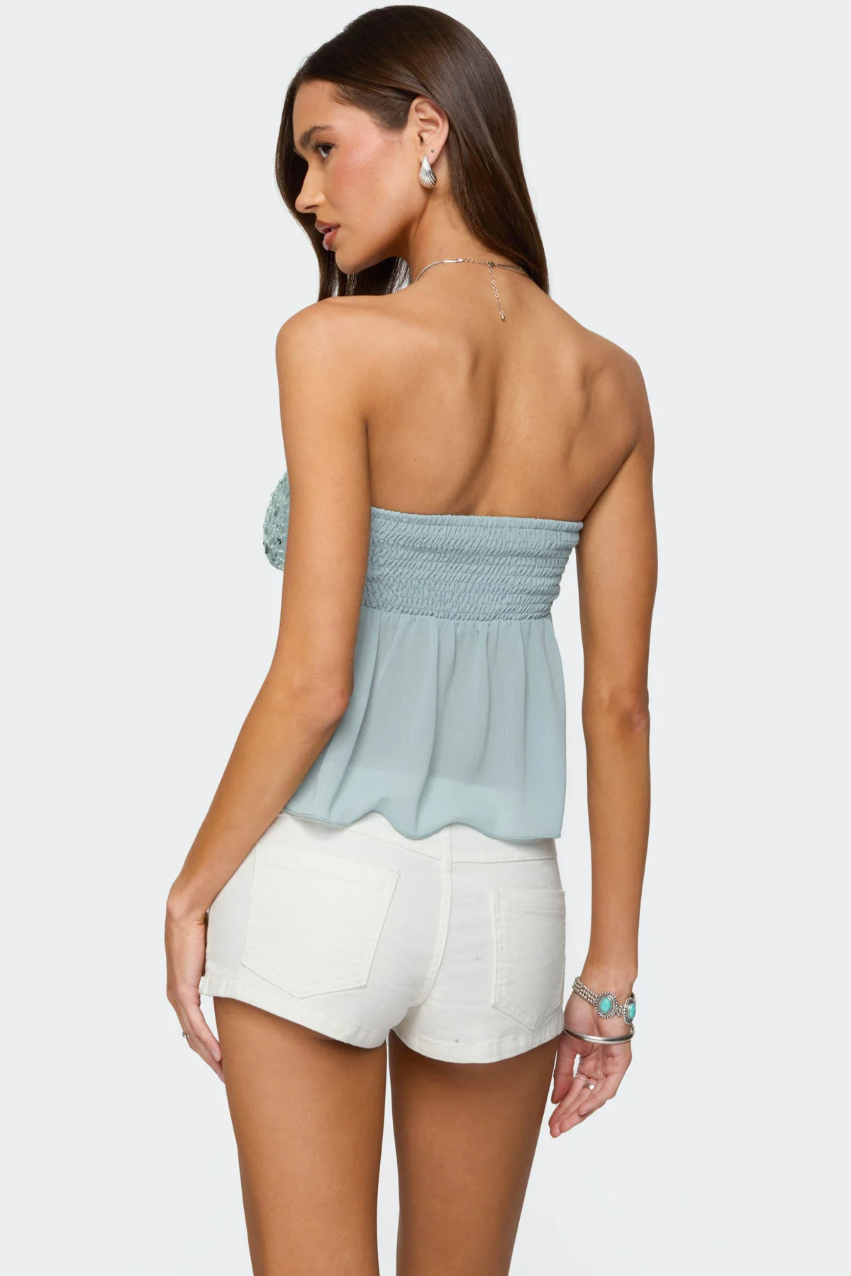Beadie Sheer Chiffon Strapless Top - Image 5