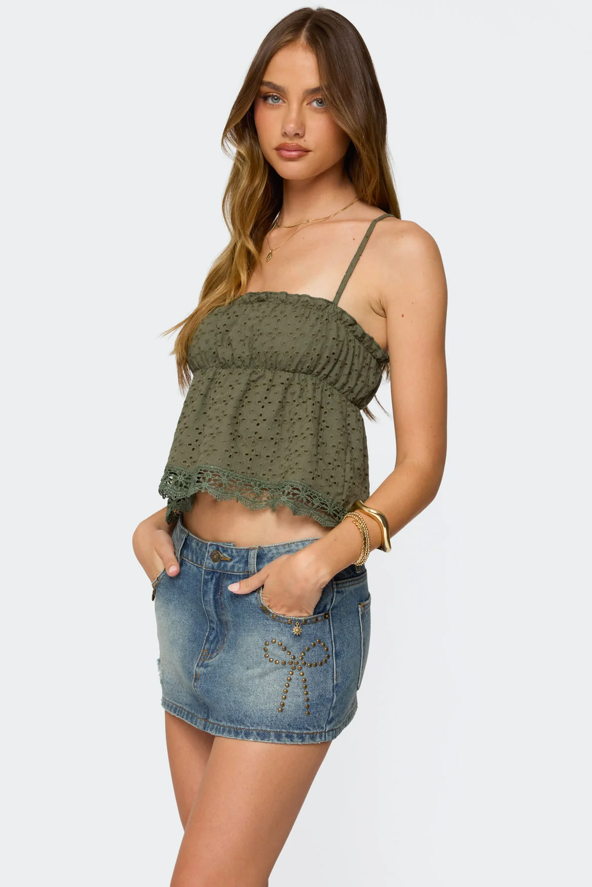 Orian Eyelet Babydoll Tank Top - Image 3