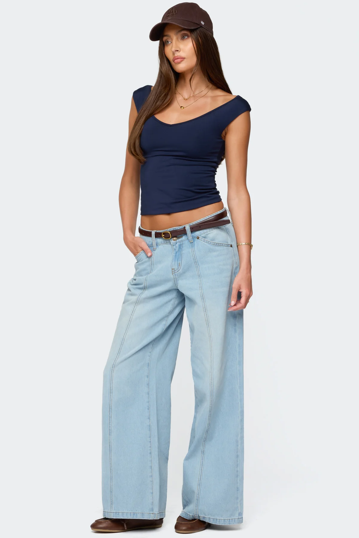 Angeline Wide V Neck Top - Image 2
