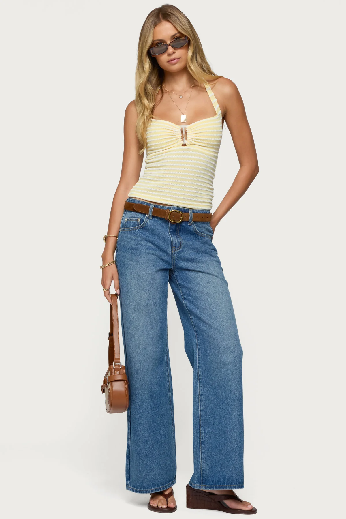 Lovina Textured Striped Halter Top - Image 2