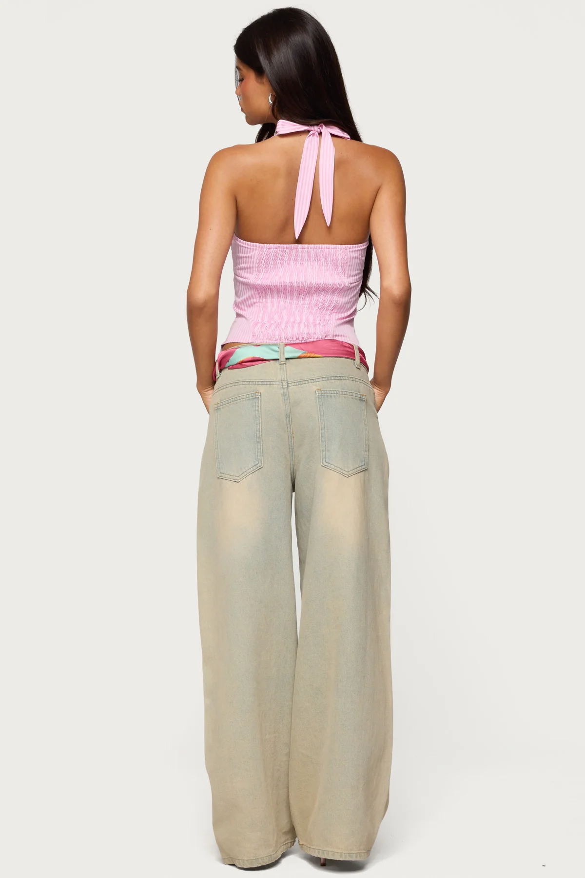 Caitie Striped Buckle Halter Top - Image 5