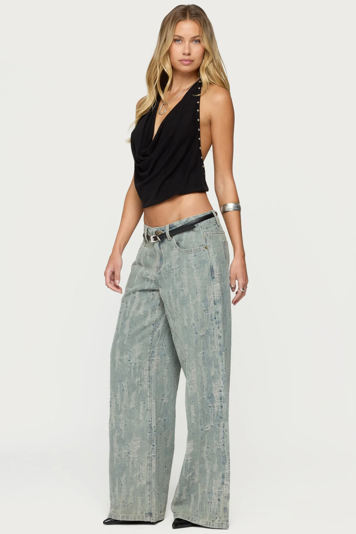 Irina Stud Cowl Neck Halter Top - Image 4