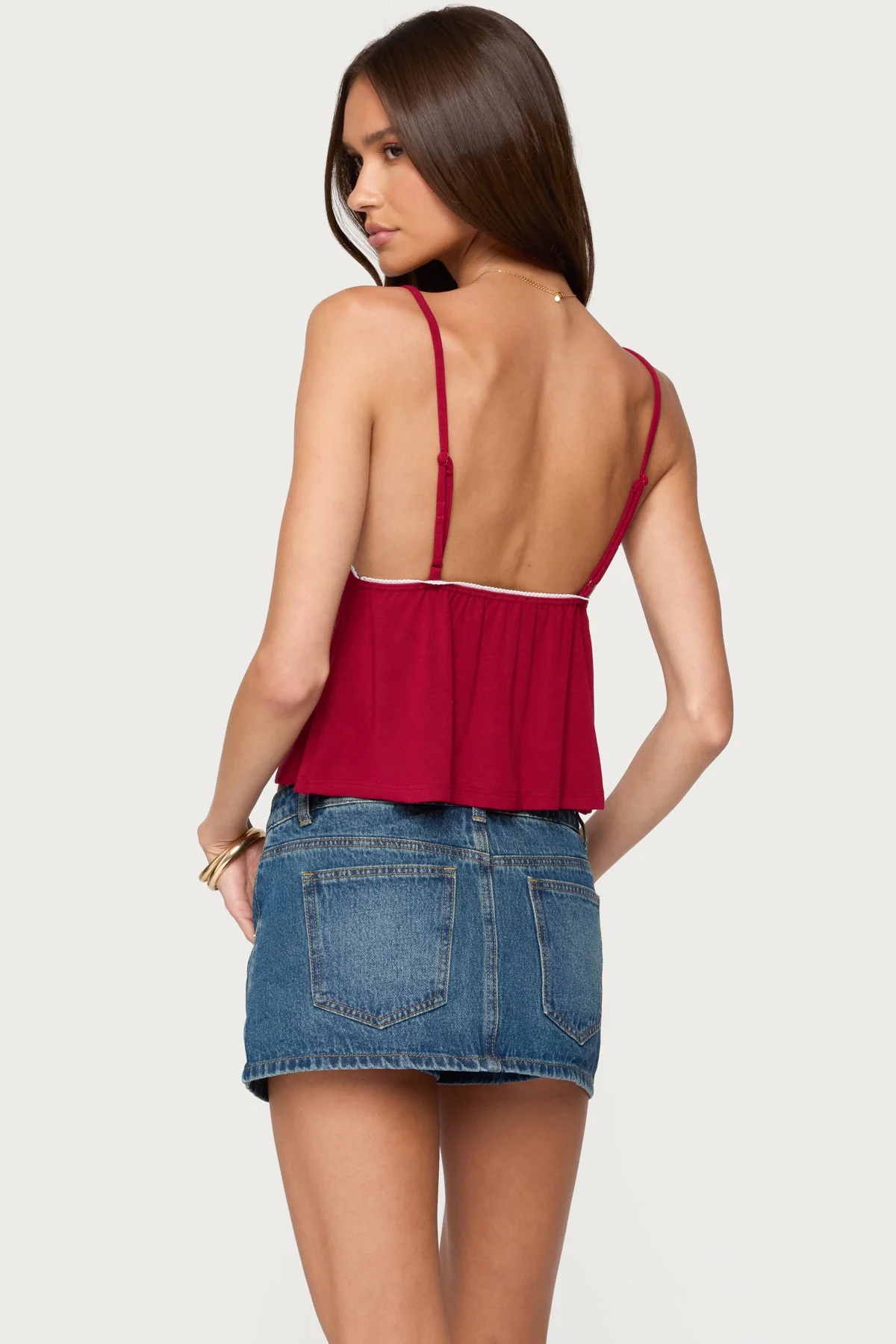 Kellyn Button Contrast Babydoll Top - Image 5