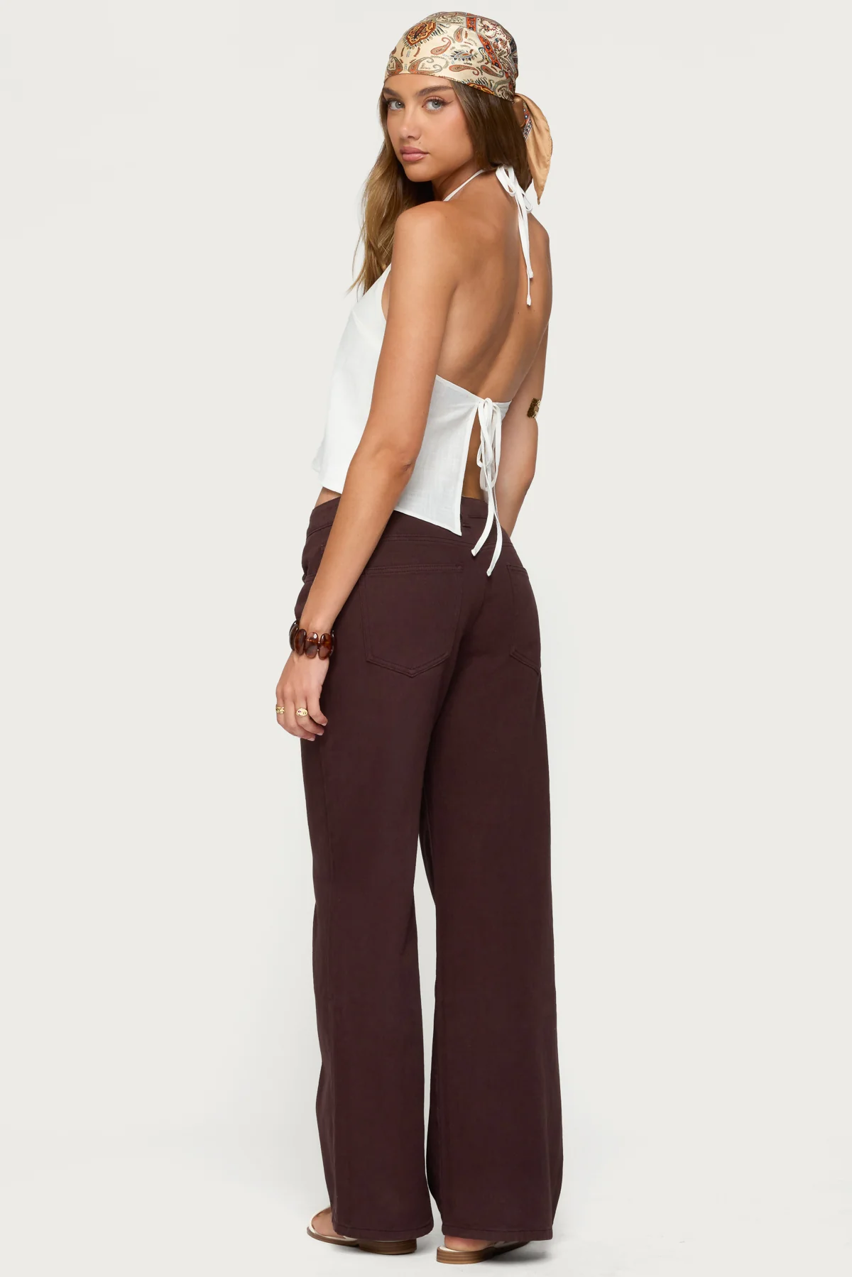 Oliviana Linen Look Halter Top - Image 2