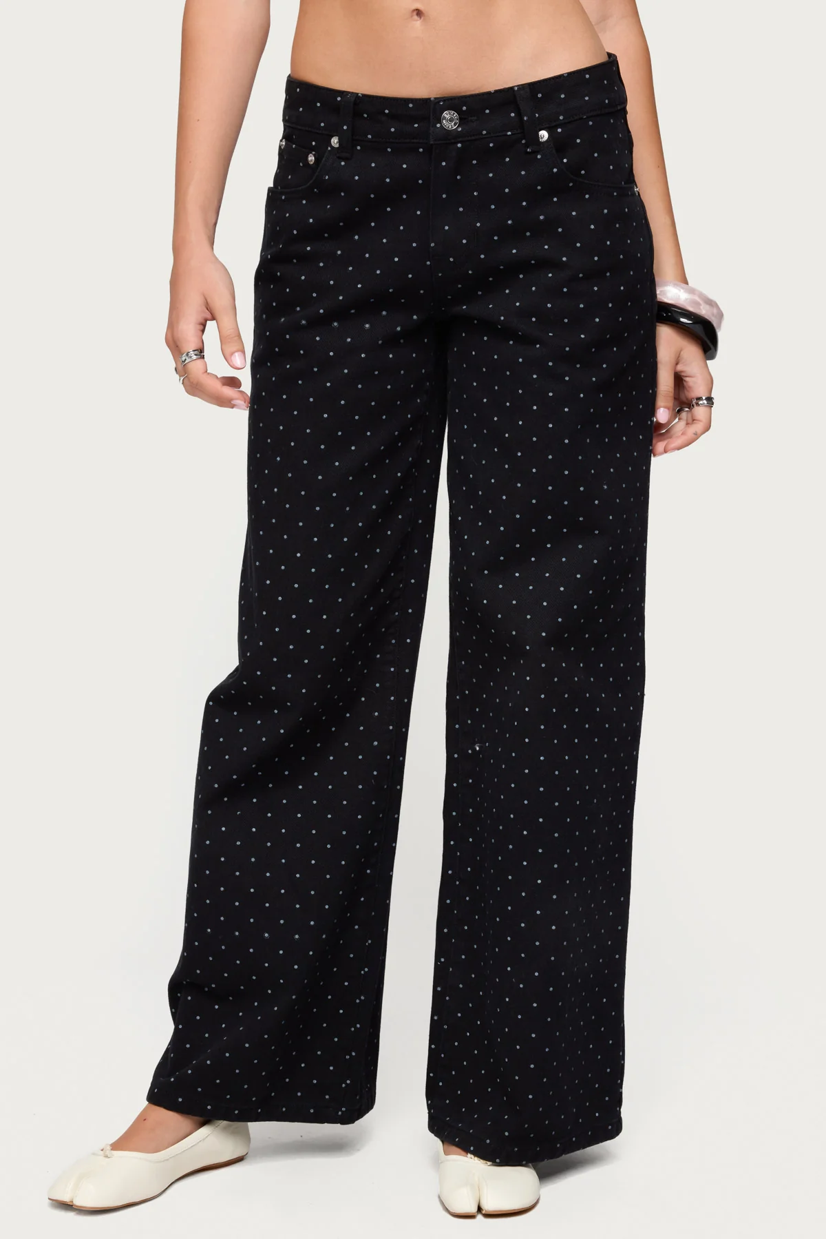 Misha Polka Dot Low Rise Baggy Jeans - Image 2