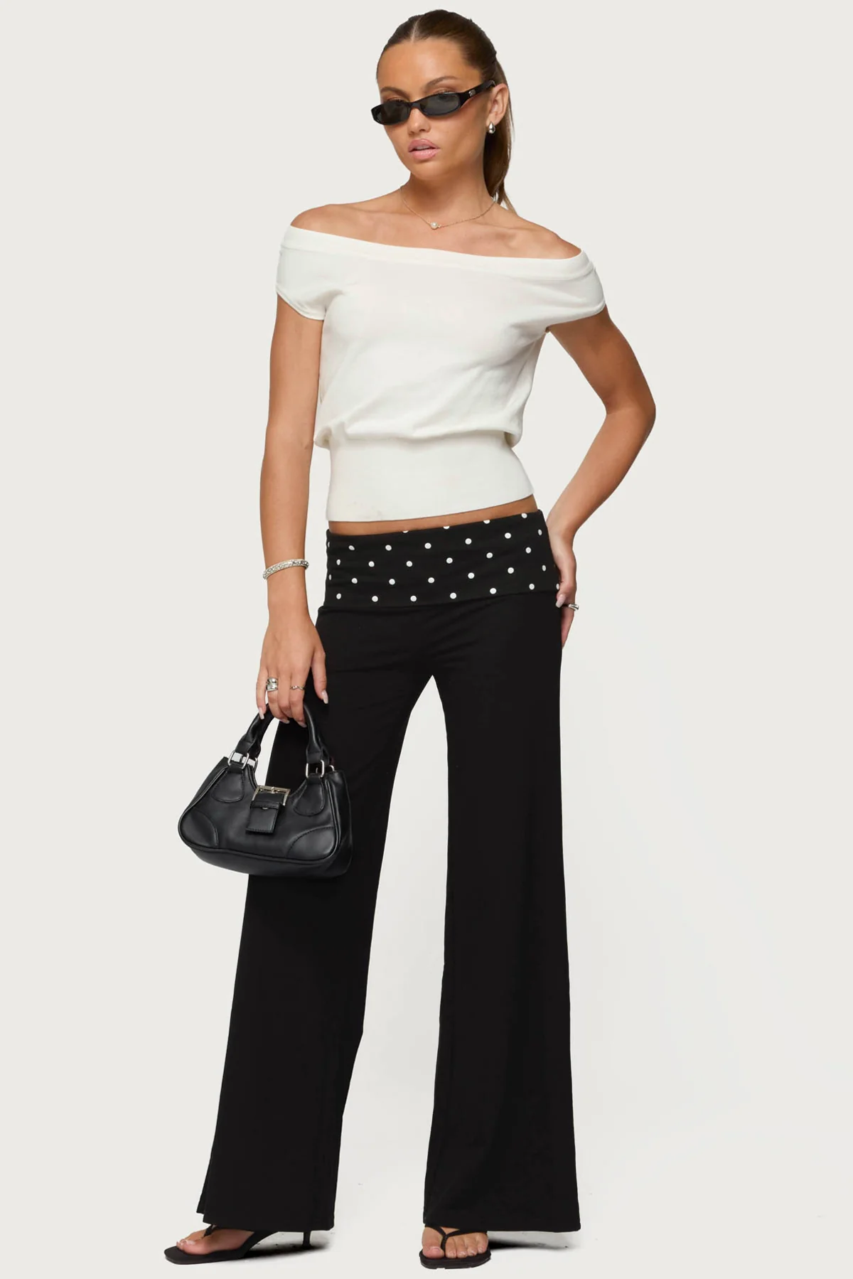 Reeva Polka Dot Foldover Pants - Image 2