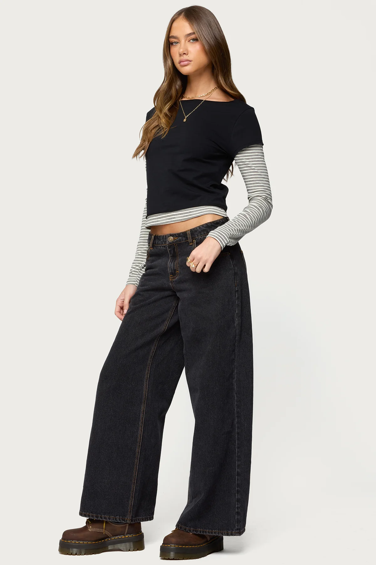 Layered Stripey Long Sleeve T Shirt - Image 4