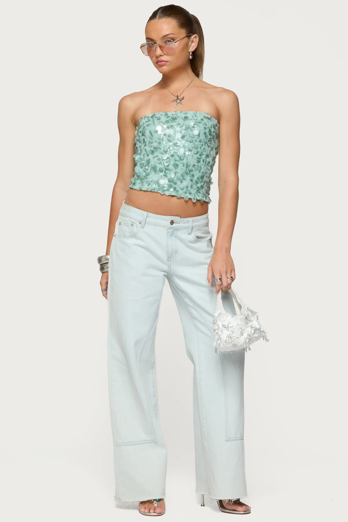 Brynn Sequin Strapless Top - Image 2