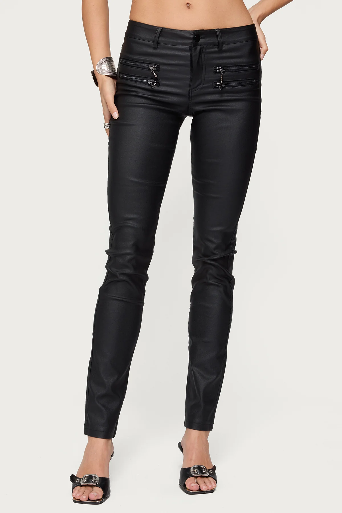 Kaede Faux Leather Low Rise Skinny Jeans - Image 2