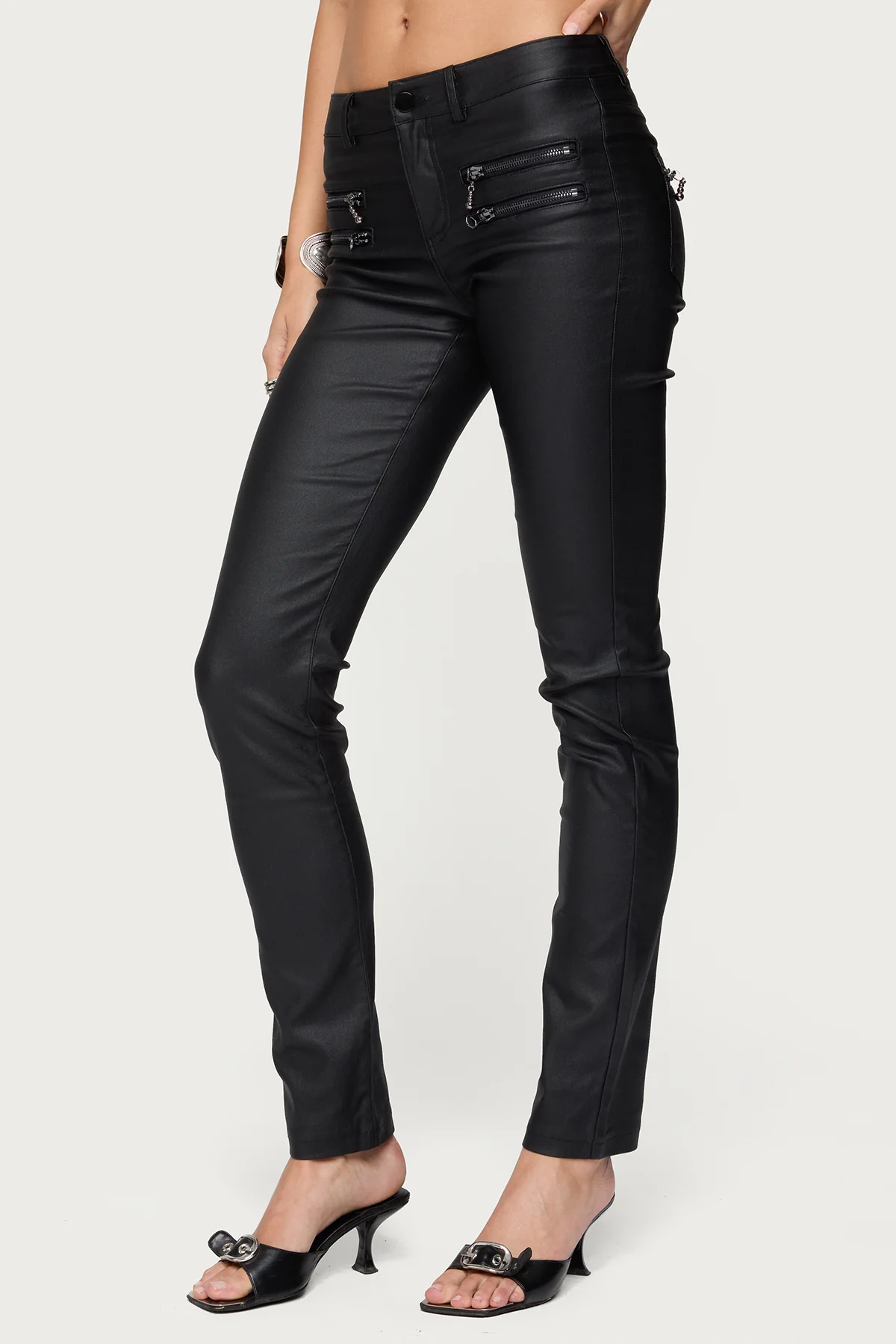 Kaede Faux Leather Low Rise Skinny Jeans - Image 3