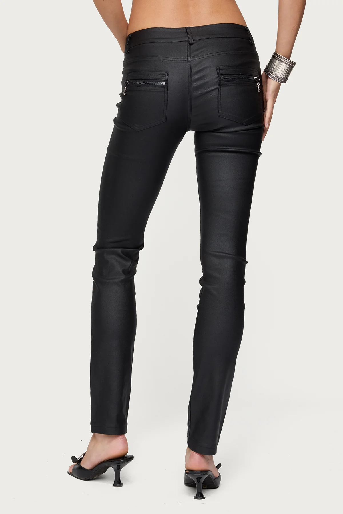 Kaede Faux Leather Low Rise Skinny Jeans - Image 5