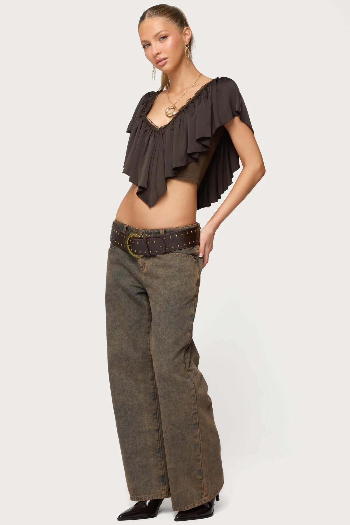 Deena Ruffled V Neck Top - Image 4