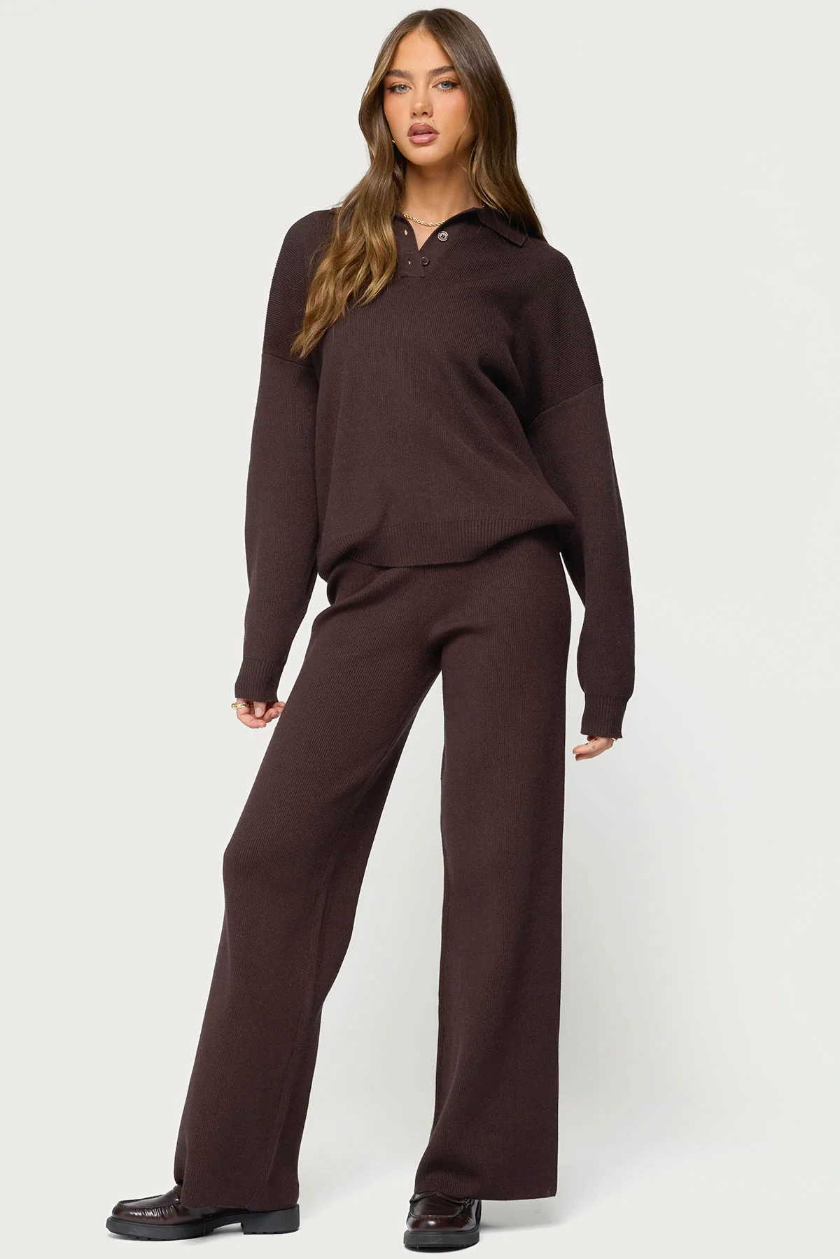 Lorie Oversized Knit Polo Sweater - Image 4