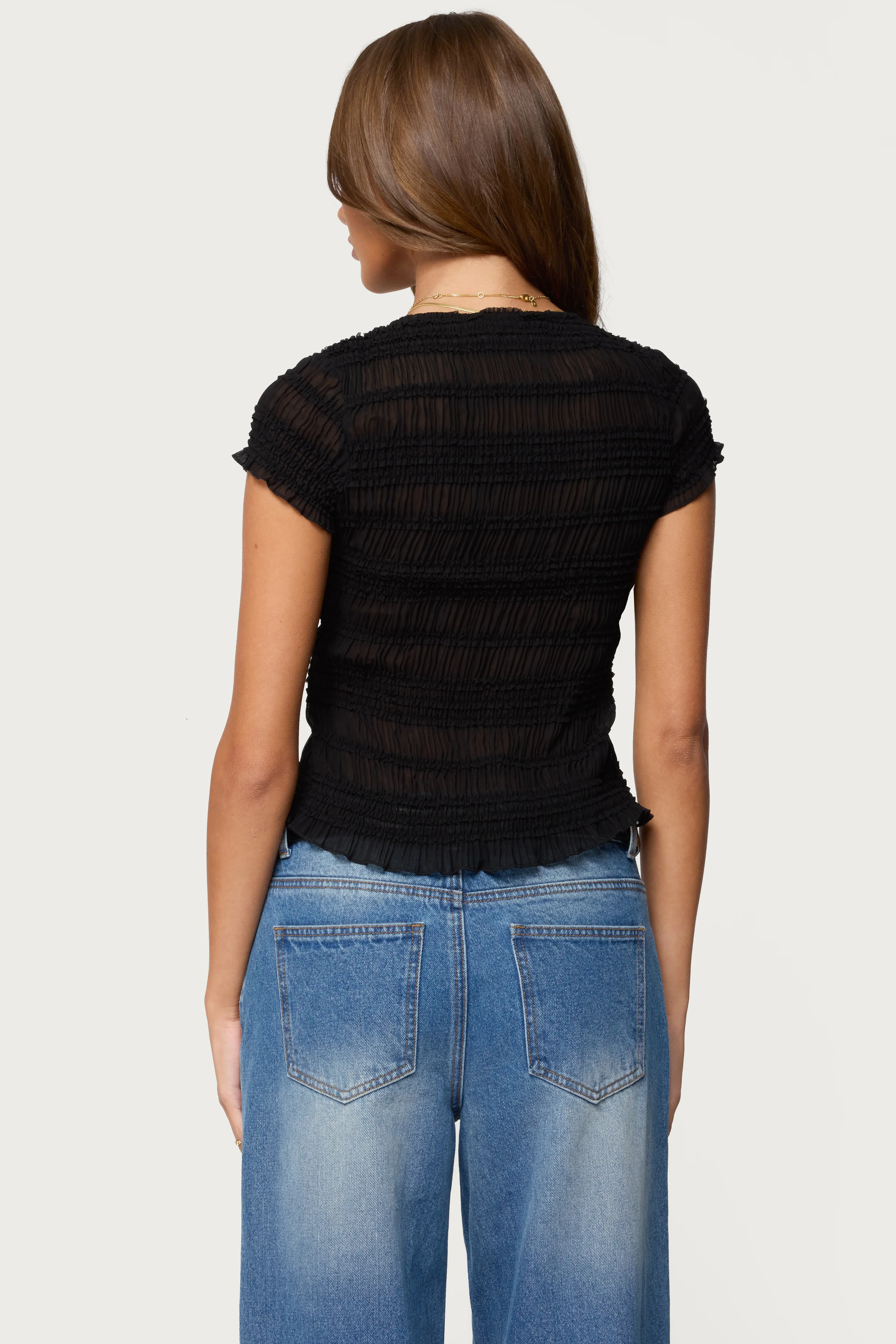 Filipa Sheer Chiffon Scrunch Top - Image 5