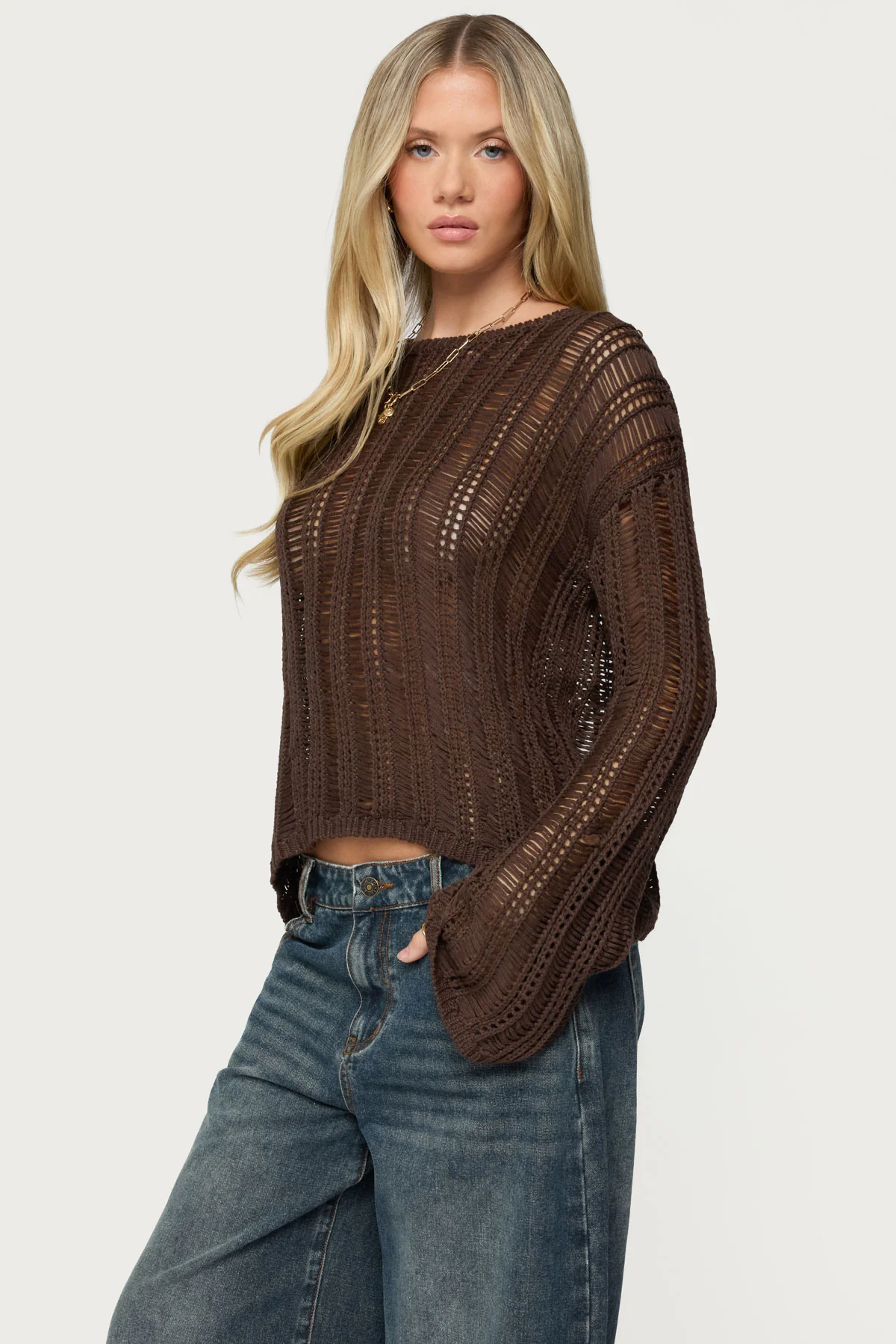 Jaide Sheer Ladder Knit Sweater - Image 3