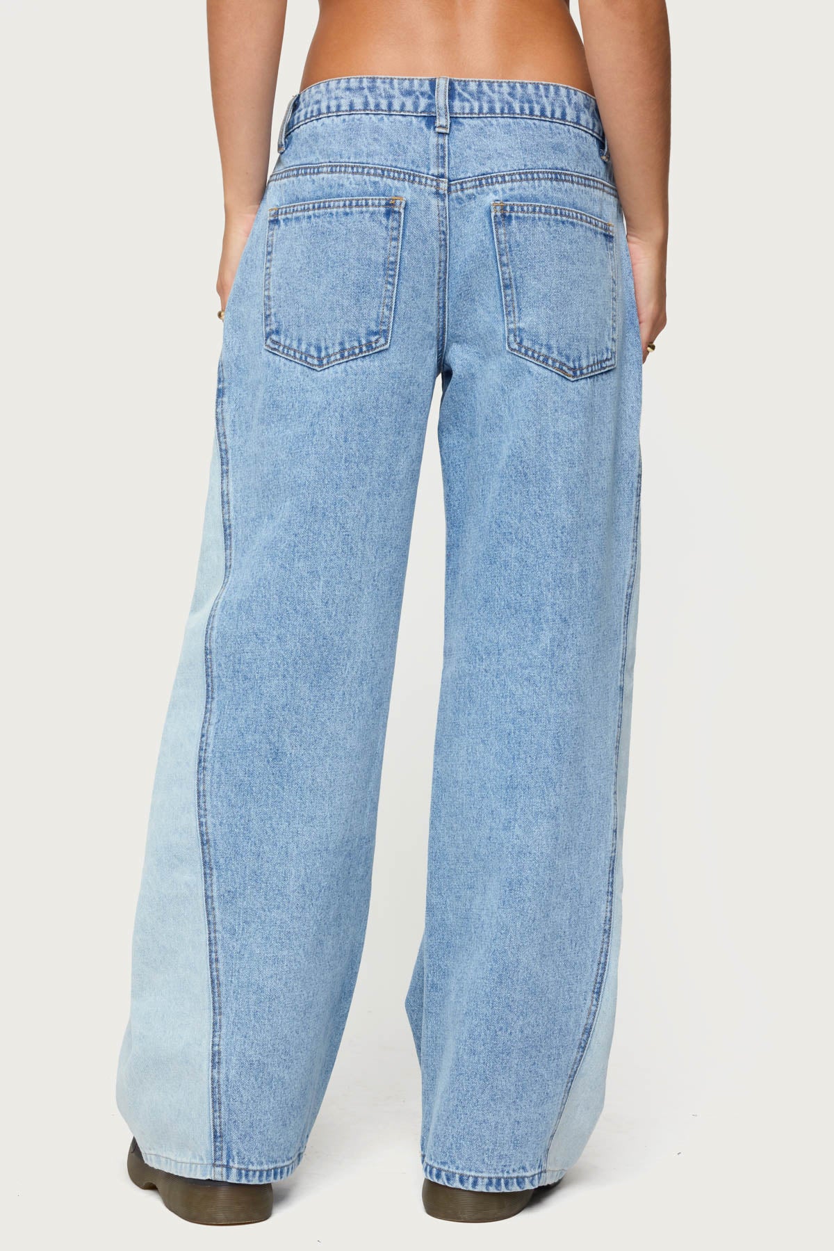 Genna Contrast Panel Low Rise Baggy Jeans - Image 5