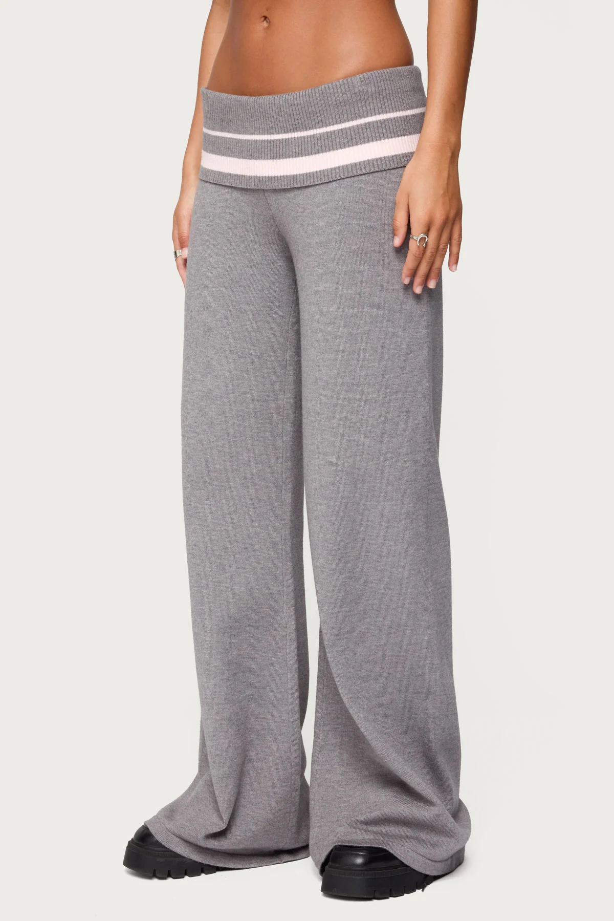 Kaliya Stripey Foldover Knit Pants - Image 3
