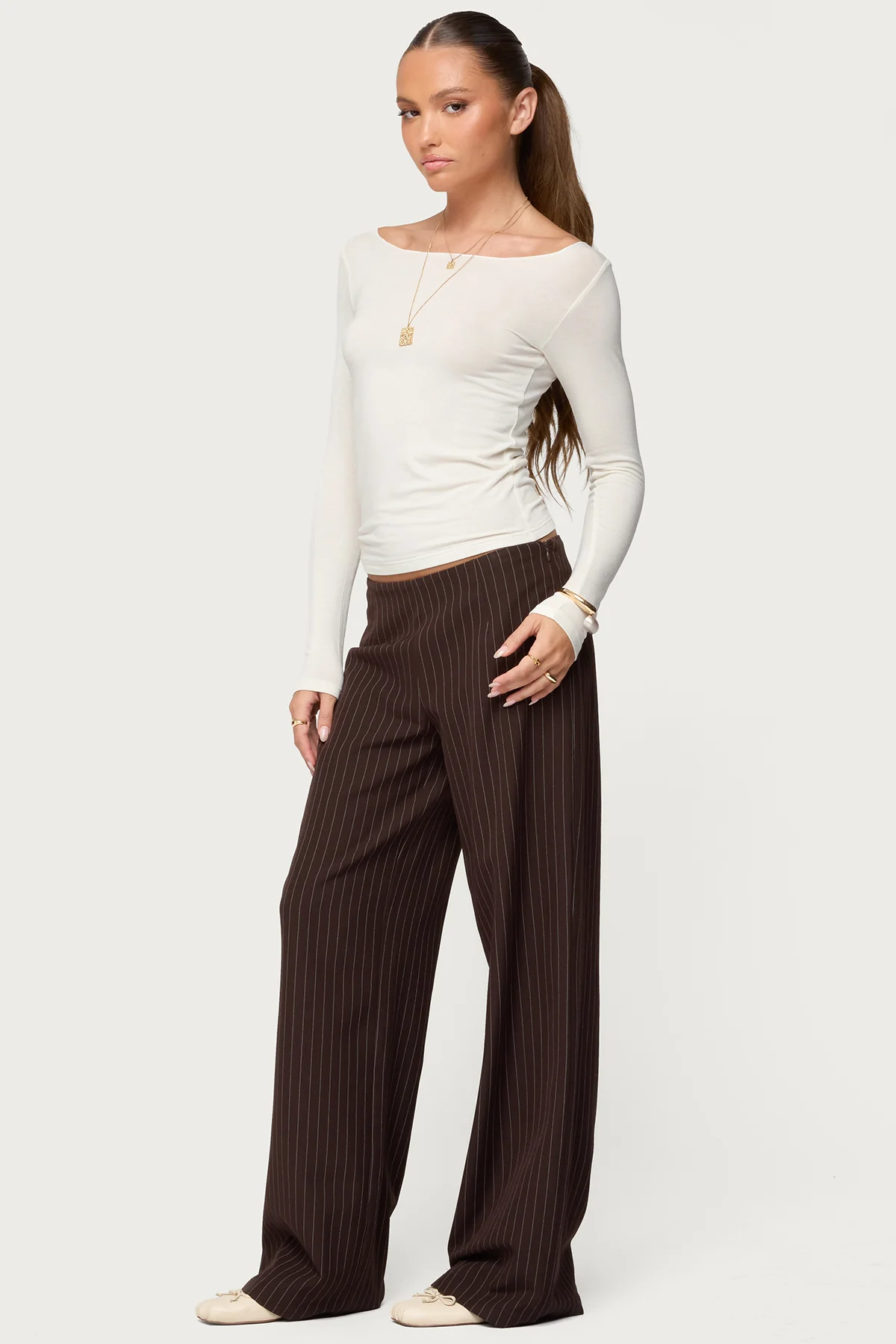 Kerie Pinstripe Low Rise Pants - Image 3