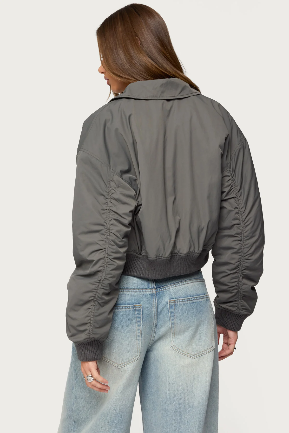 Dolan Ruched Oversized Bomber Jacket - Image 5