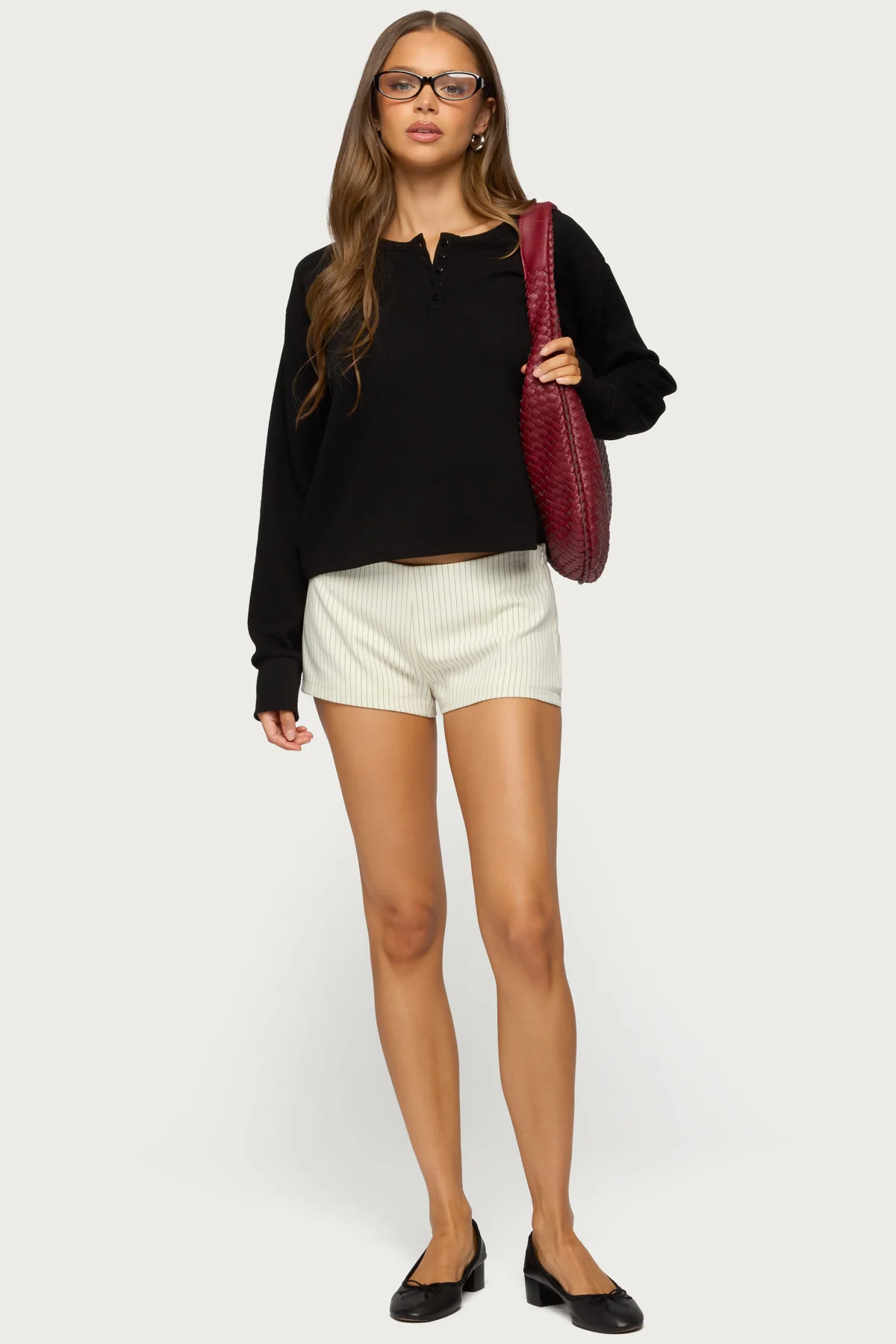 Deni Long Sleeve Henley Waffle Top - Image 2