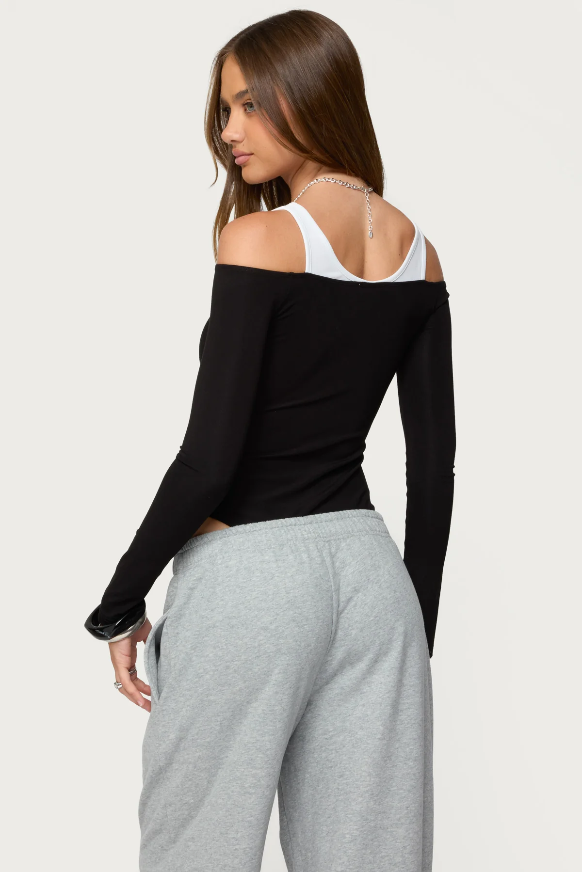 Layered Ribbed Off Shoulder Bodysuit - Image 5