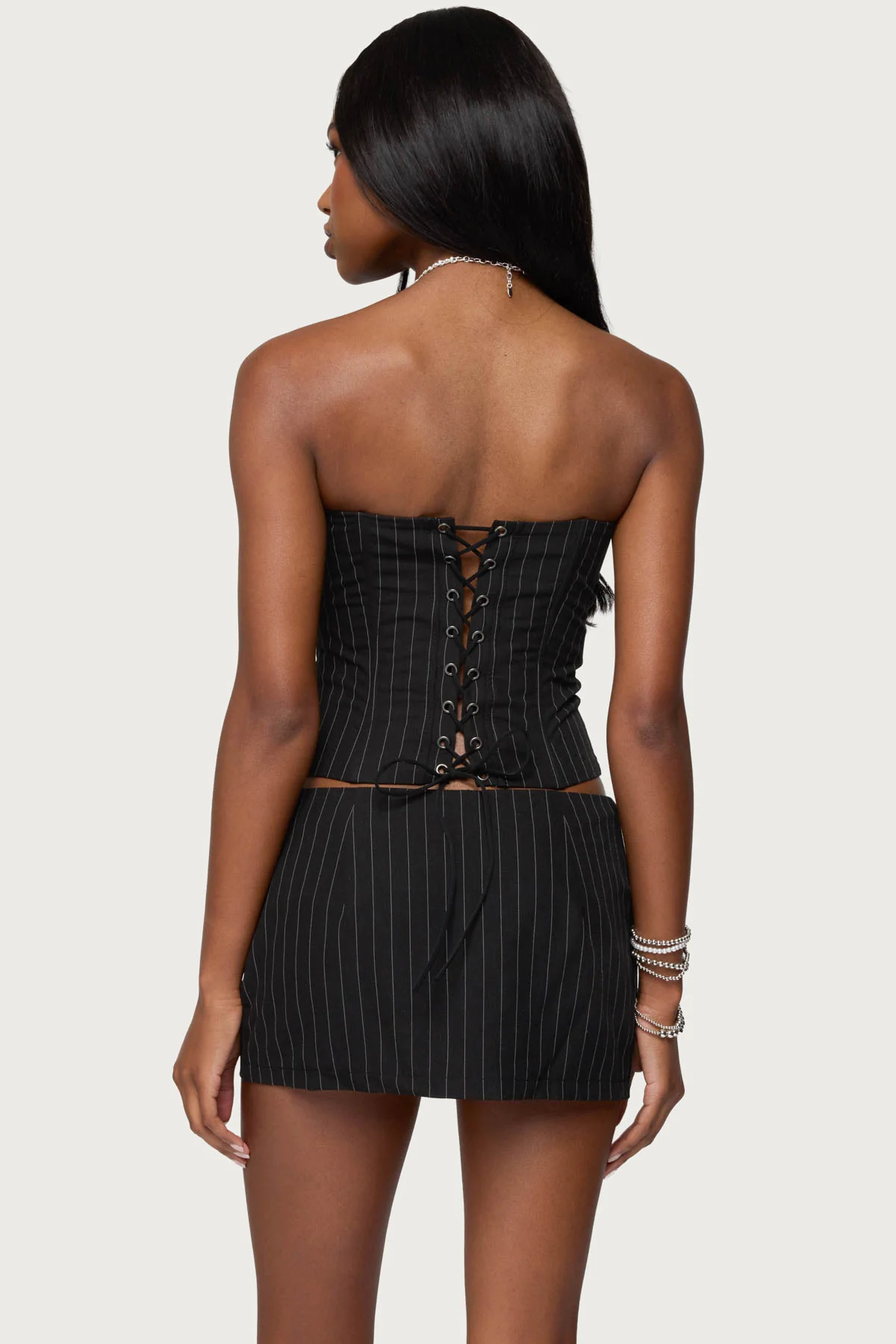 Maeve Pinstripe Strapless Corset - Image 4