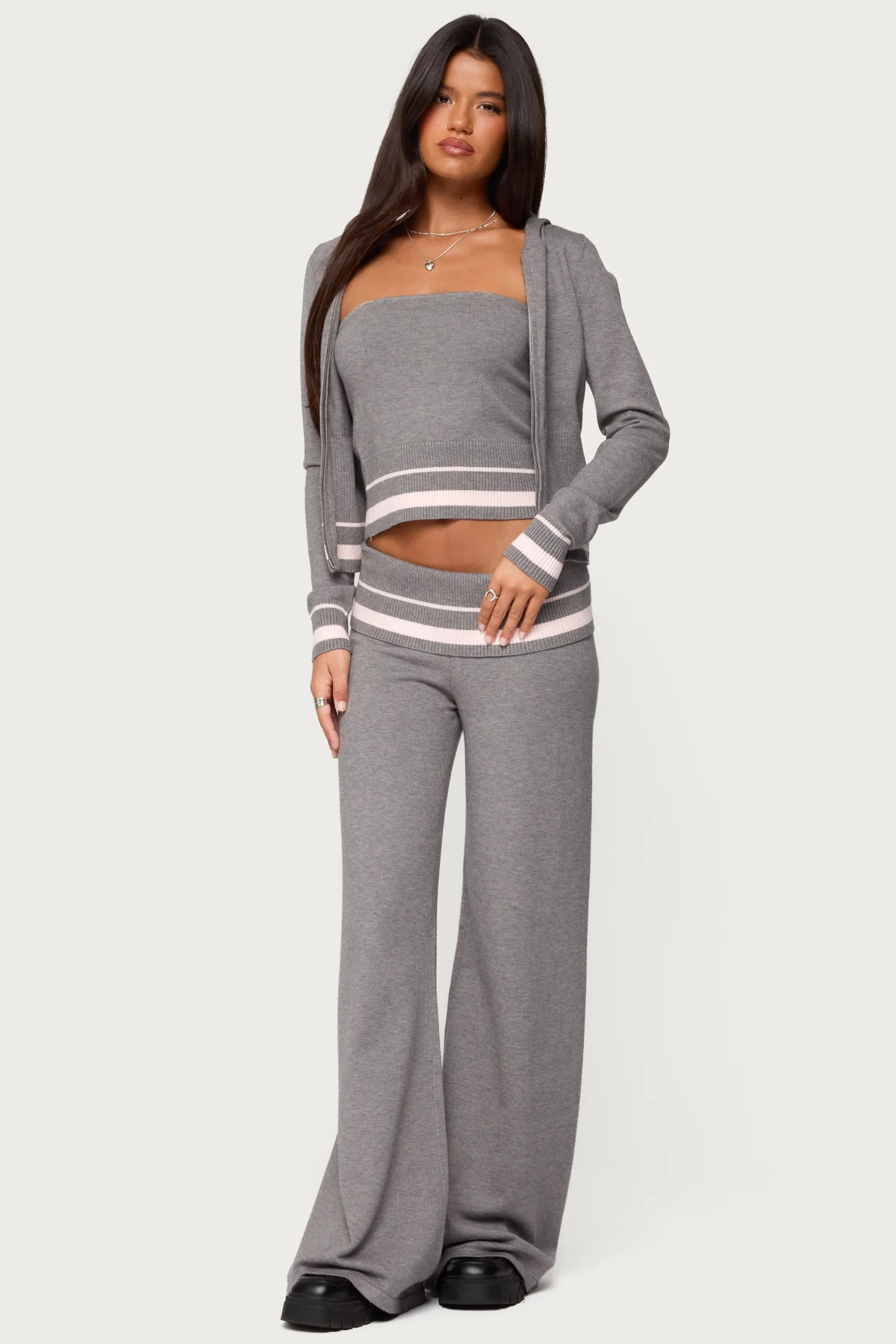 Kaliya Stripey Knit Zip Up Hoodie - Image 5