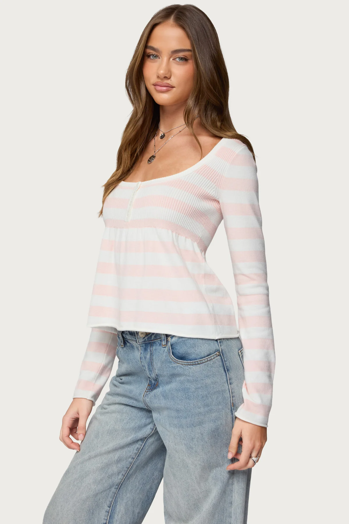 Lockie Striped Knit Babydoll Top - Image 3