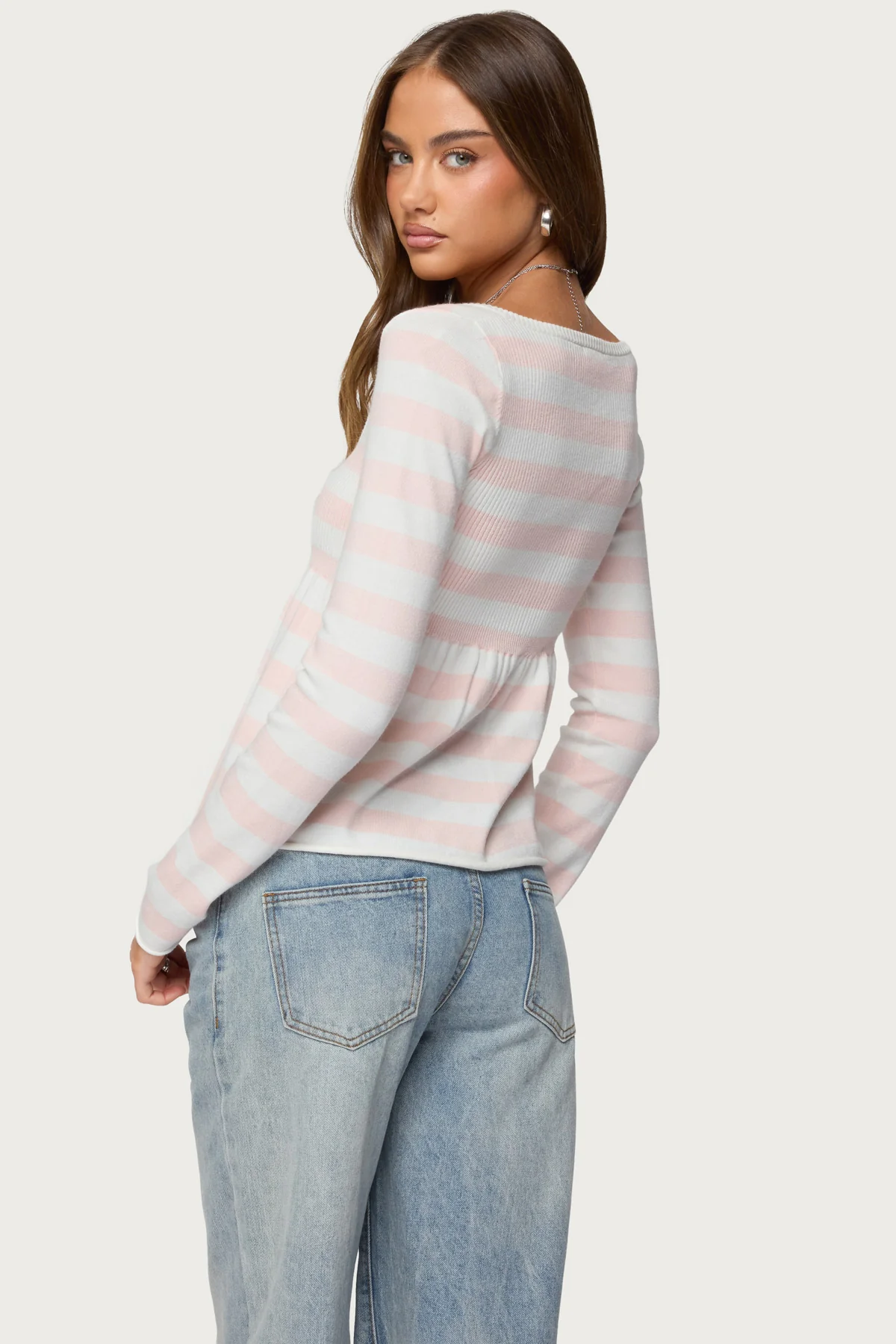 Lockie Striped Knit Babydoll Top - Image 4