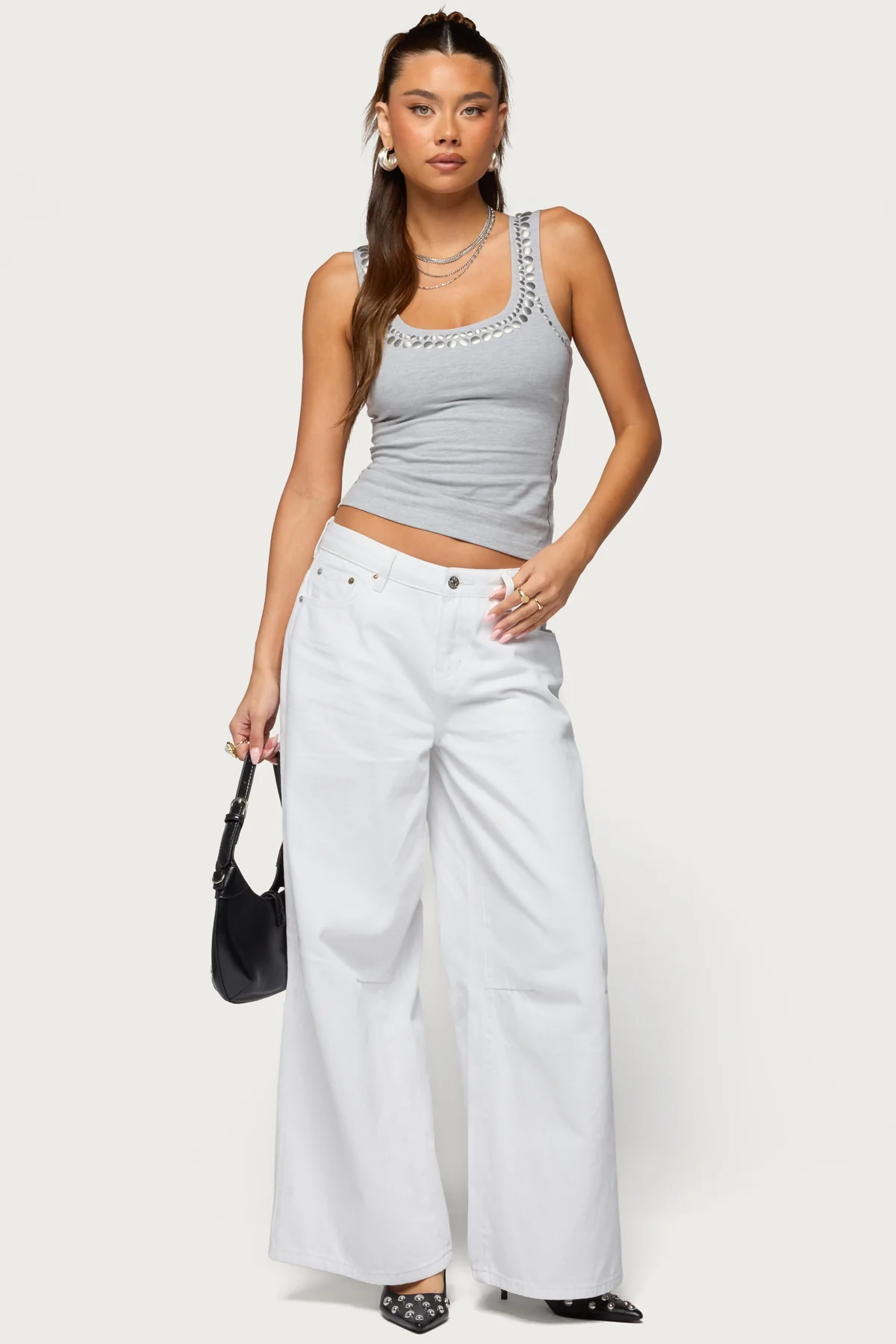 Studded Built In Bra Tank Top - Image 2
