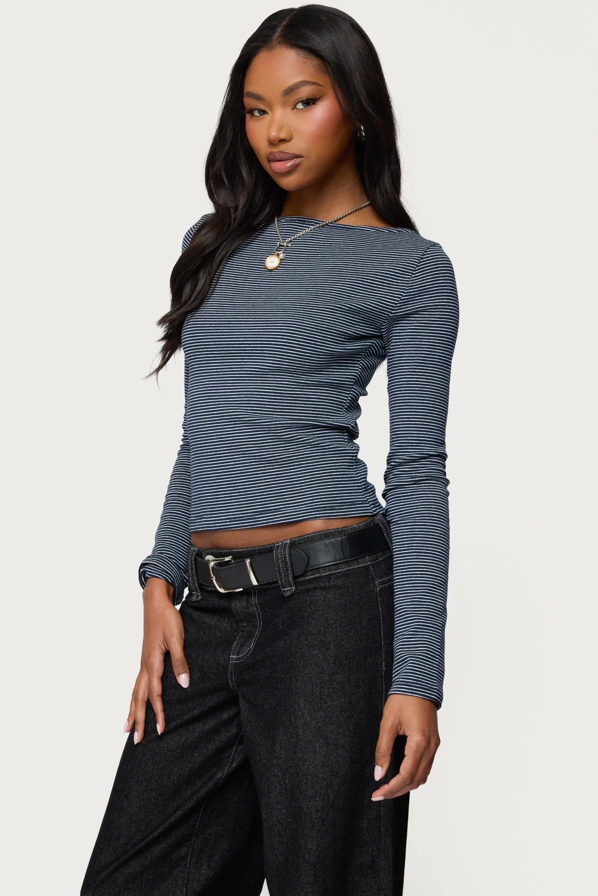 Loria Striped Boat Neck Top - Image 3